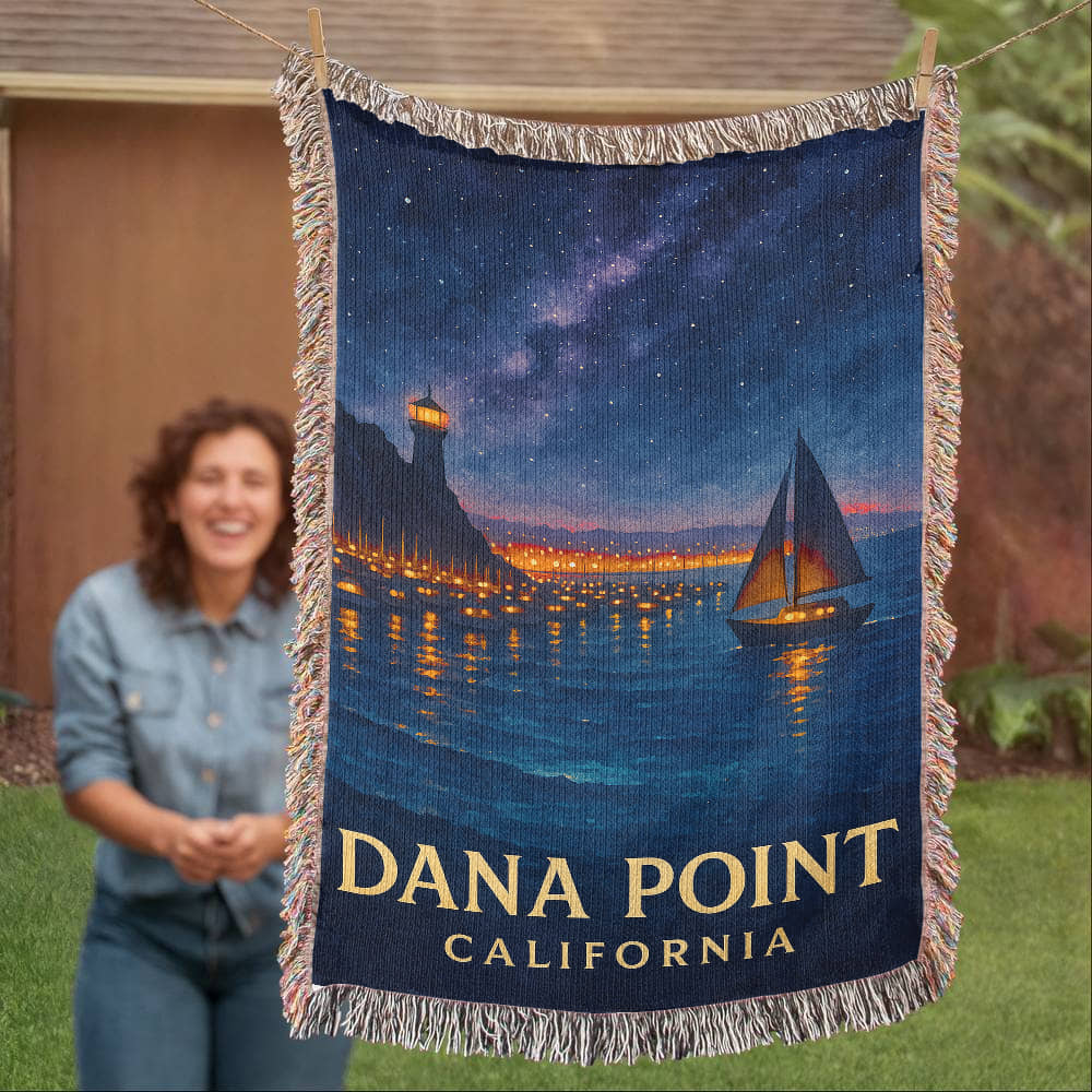 Dana Point California Woven Blanket Travel Gift Vacation Souvenir 3 Sizes