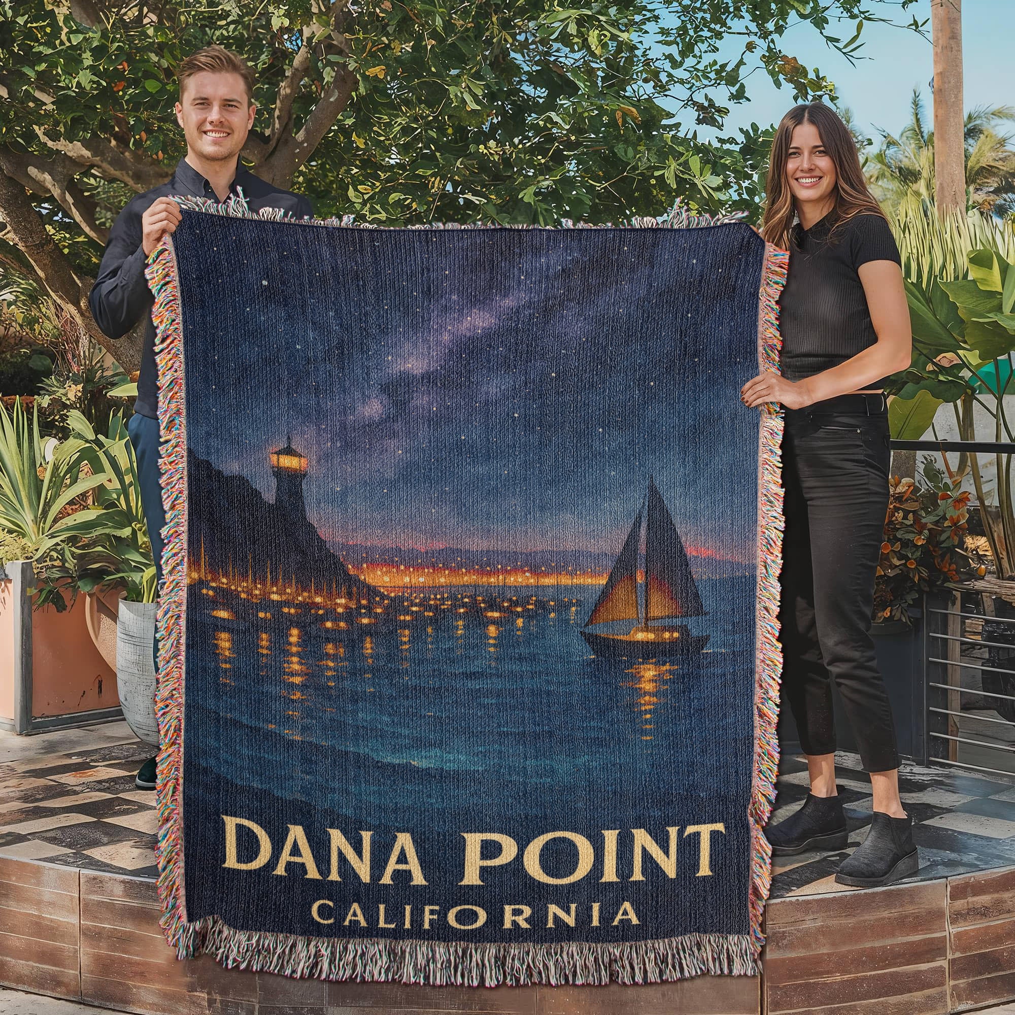Dana Point California Woven Blanket Travel Gift Vacation Souvenir 3 Sizes