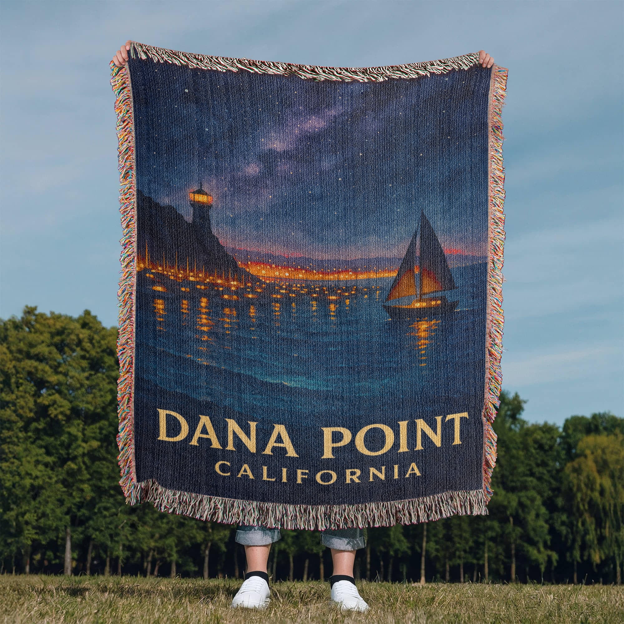 Dana Point California Woven Blanket Travel Gift Vacation Souvenir 3 Sizes