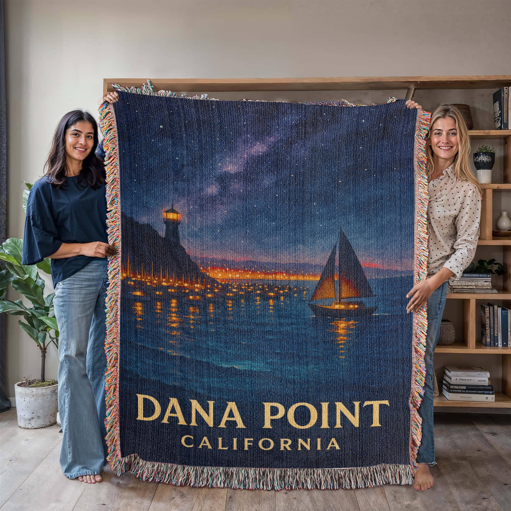 Dana Point California Woven Blanket Travel Gift Vacation Souvenir 3 Sizes