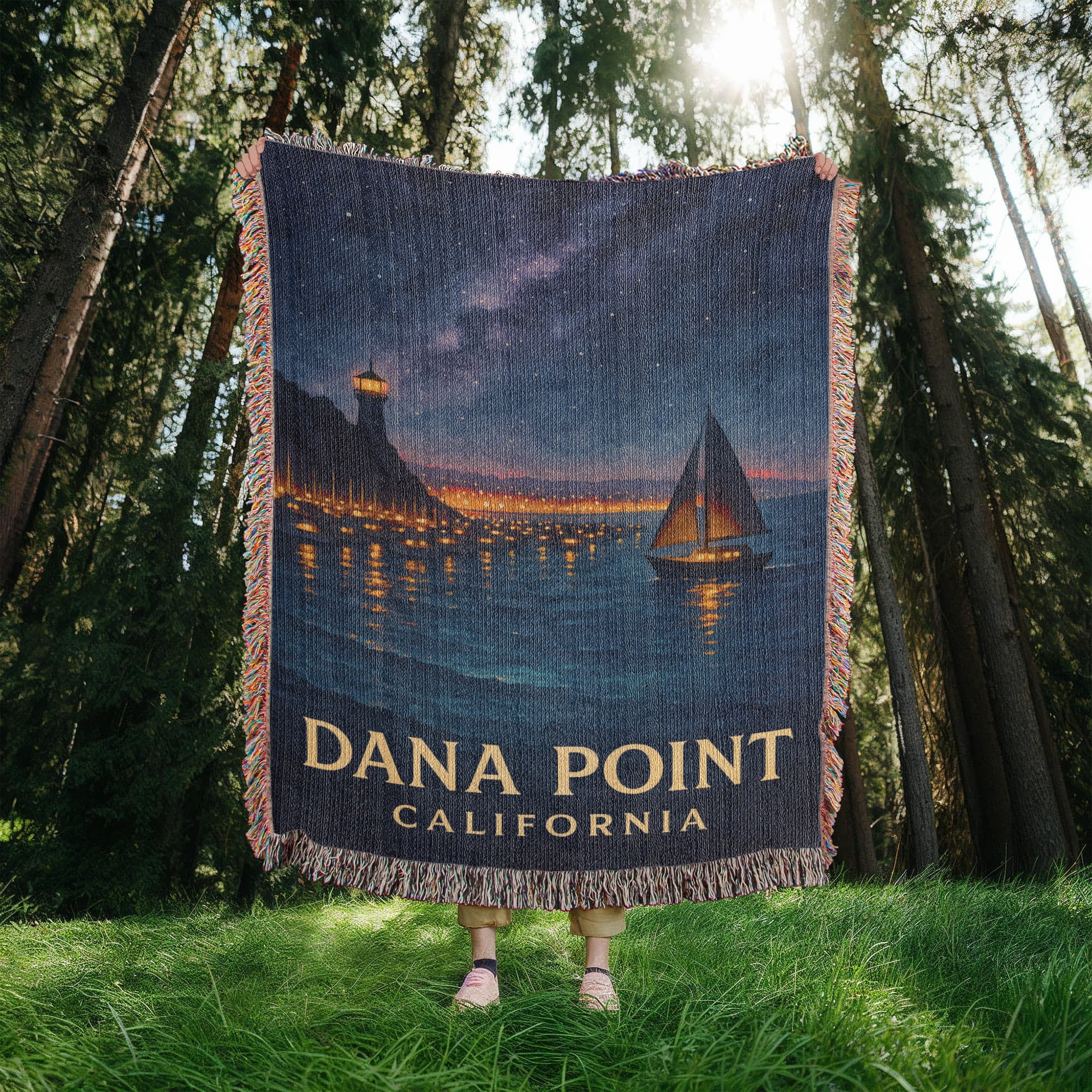 Dana Point California Woven Blanket Travel Gift Vacation Souvenir 3 Sizes