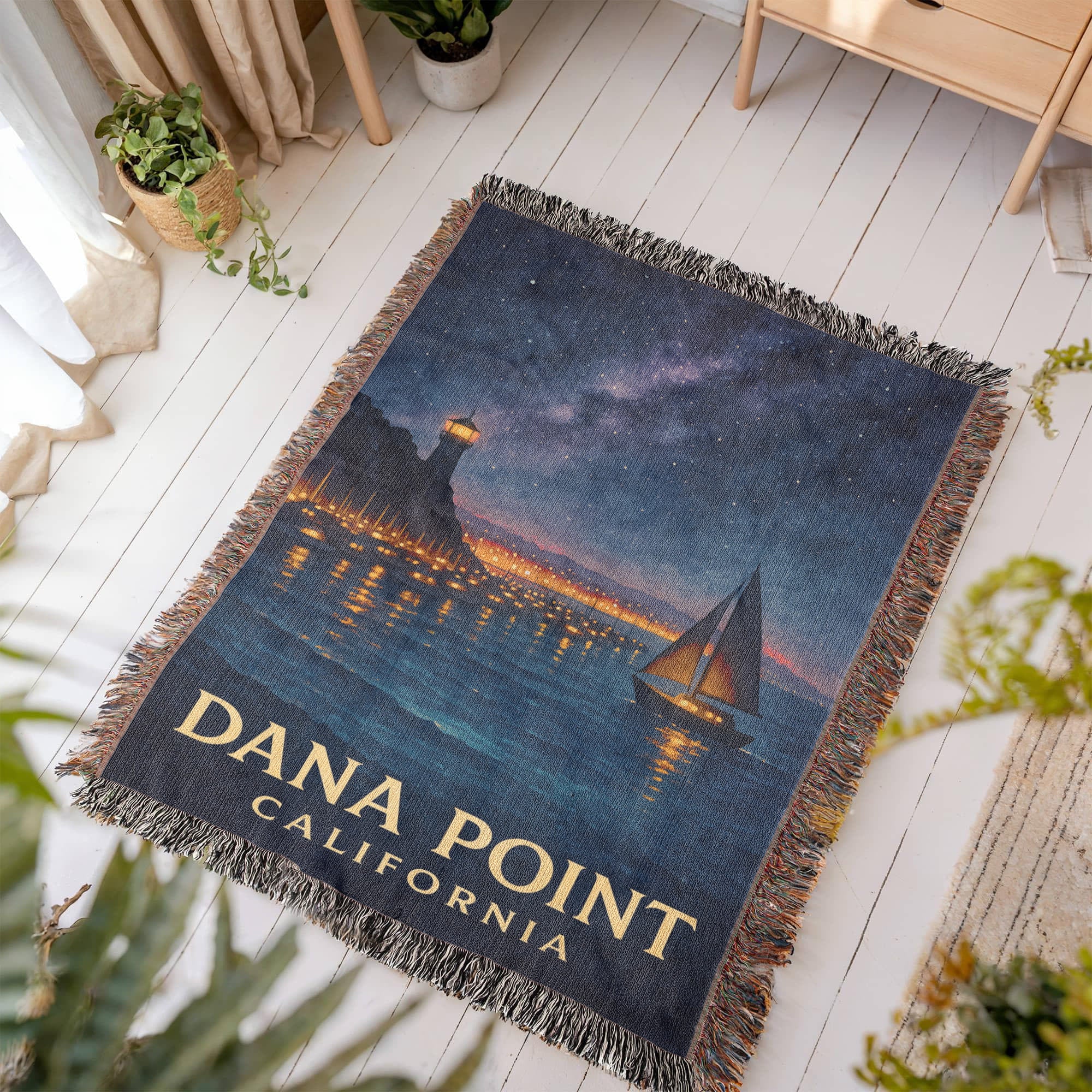 Dana Point California Woven Blanket Travel Gift Vacation Souvenir 3 Sizes