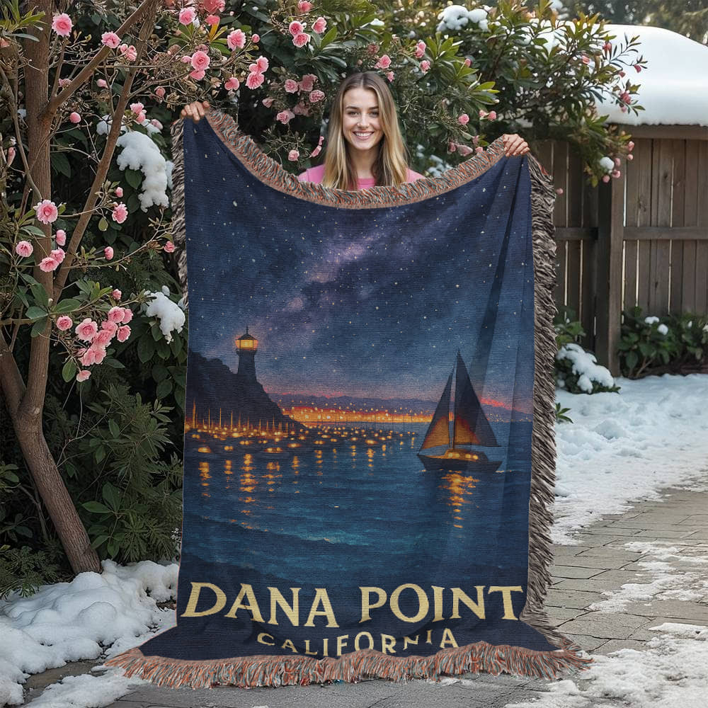 Dana Point California Woven Blanket Travel Gift Vacation Souvenir 3 Sizes