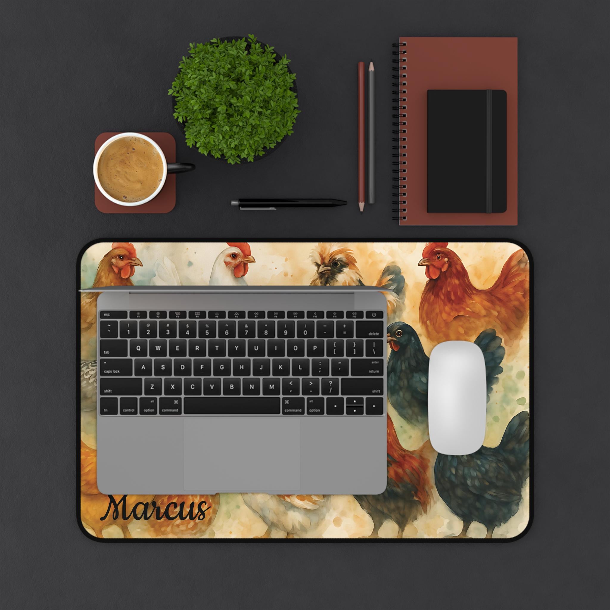 Chicken Breeds Desk Mat, Custom Non-Slip Mouse Pad, Personalized Rooster Hen Lover Gift, Desk Accessory, Home Office Decor Neoprene