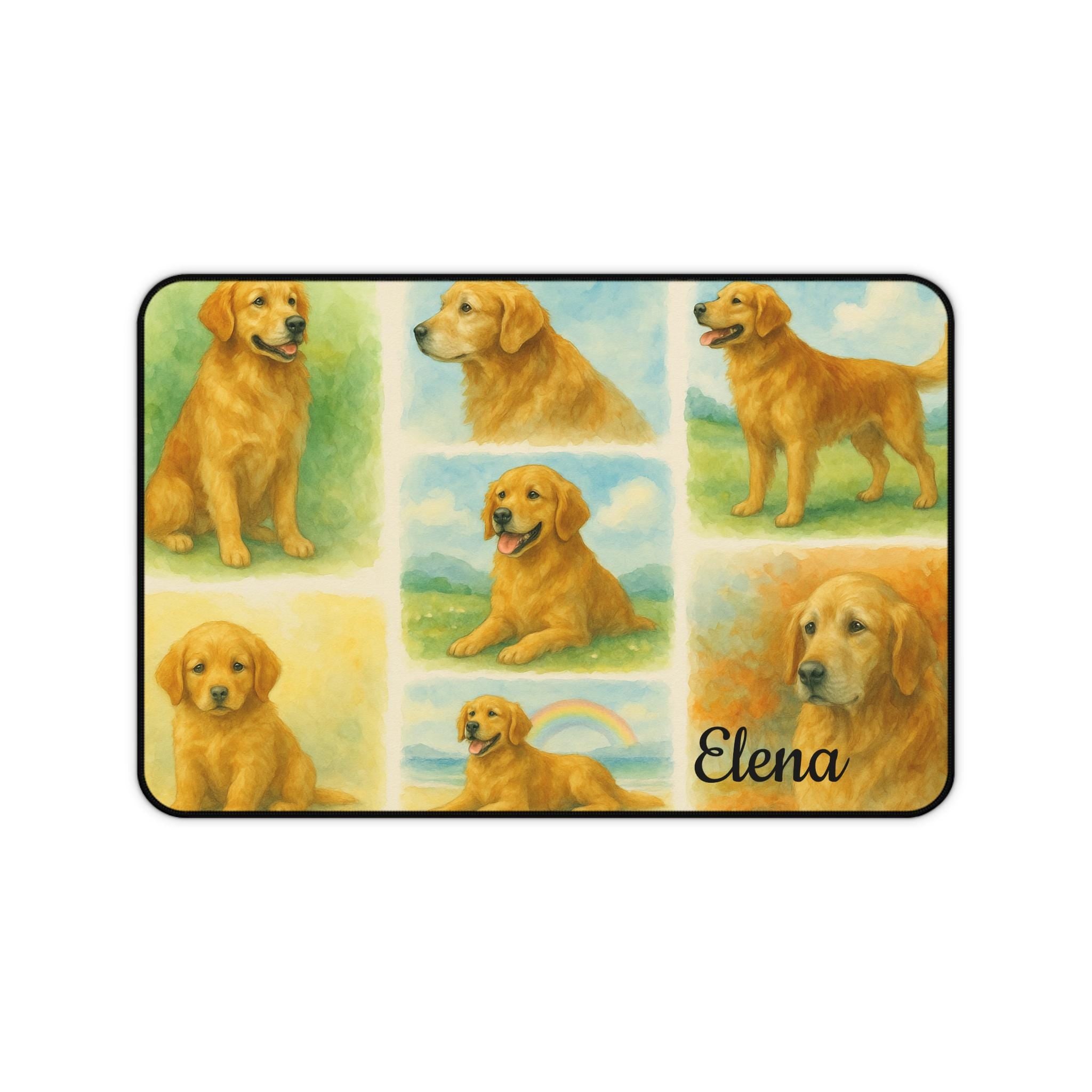 Golden Retriever Desk Mat, Custom Dog Lover Gift, Home Office Decor, Personalized Non-Slip Mouse Pad, Desk Accessory