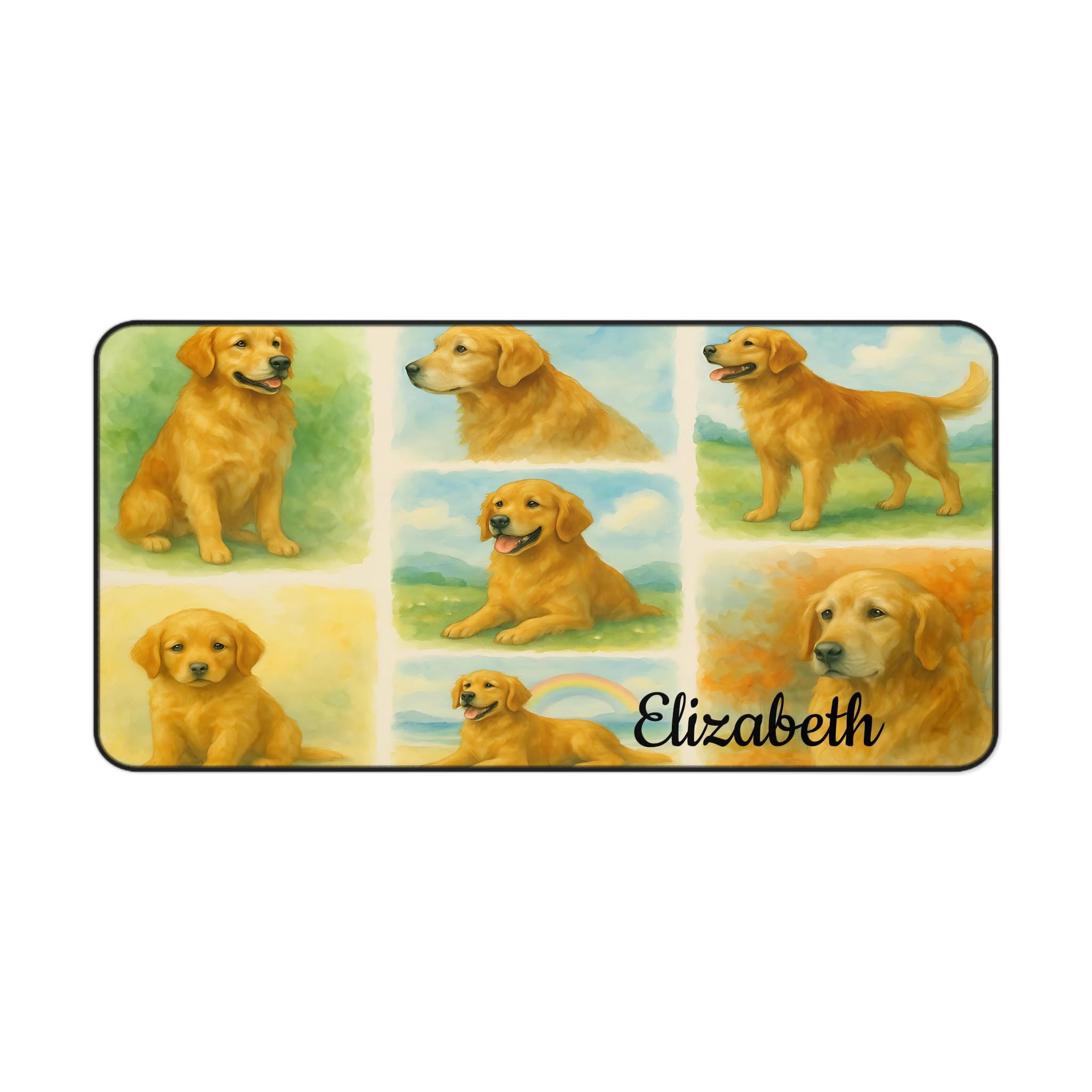 Golden Retriever Desk Mat, Custom Dog Lover Gift, Home Office Decor, Personalized Non-Slip Mouse Pad, Desk Accessory