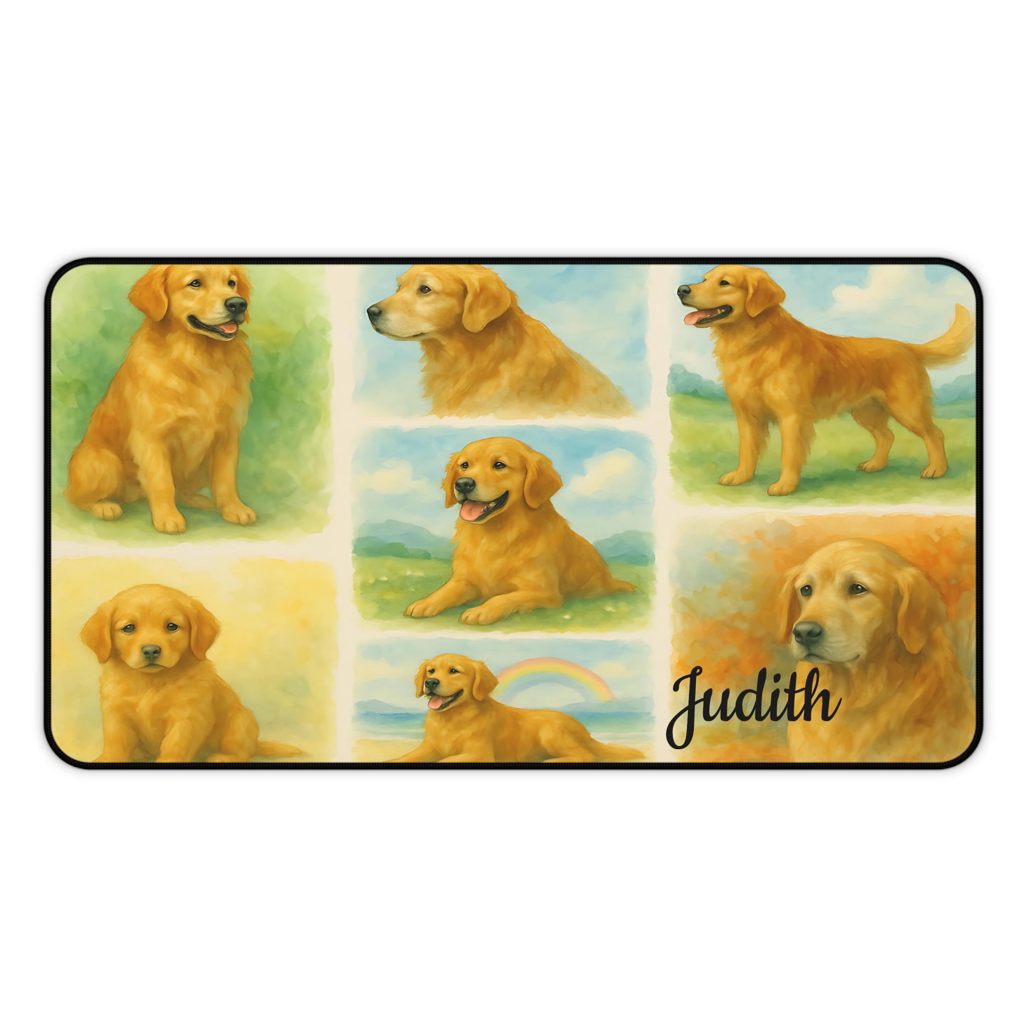 Golden Retriever Desk Mat, Custom Dog Lover Gift, Home Office Decor, Personalized Non-Slip Mouse Pad, Desk Accessory