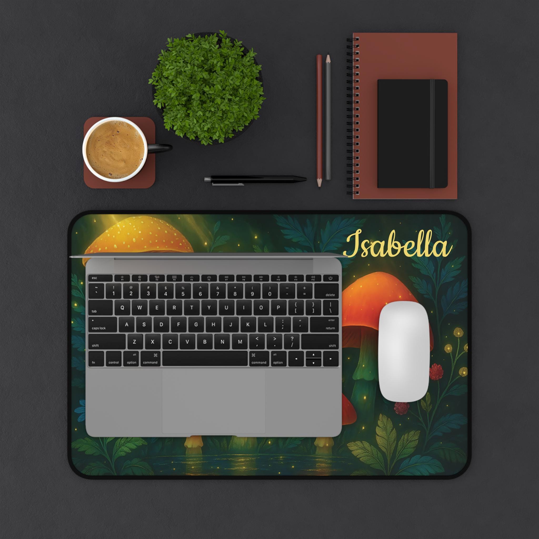 Mushrooms Desk Mat, Custom Cottage Core Lover Gift, Home Office Decor, Personalized Non-Slip Mouse Pad, Desk Accessory Trippy Magic