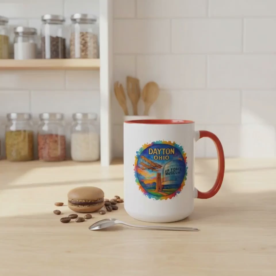 Dayton Air Force Museum watercolor Accent Coffee Mug | Ohio landmark, colorful