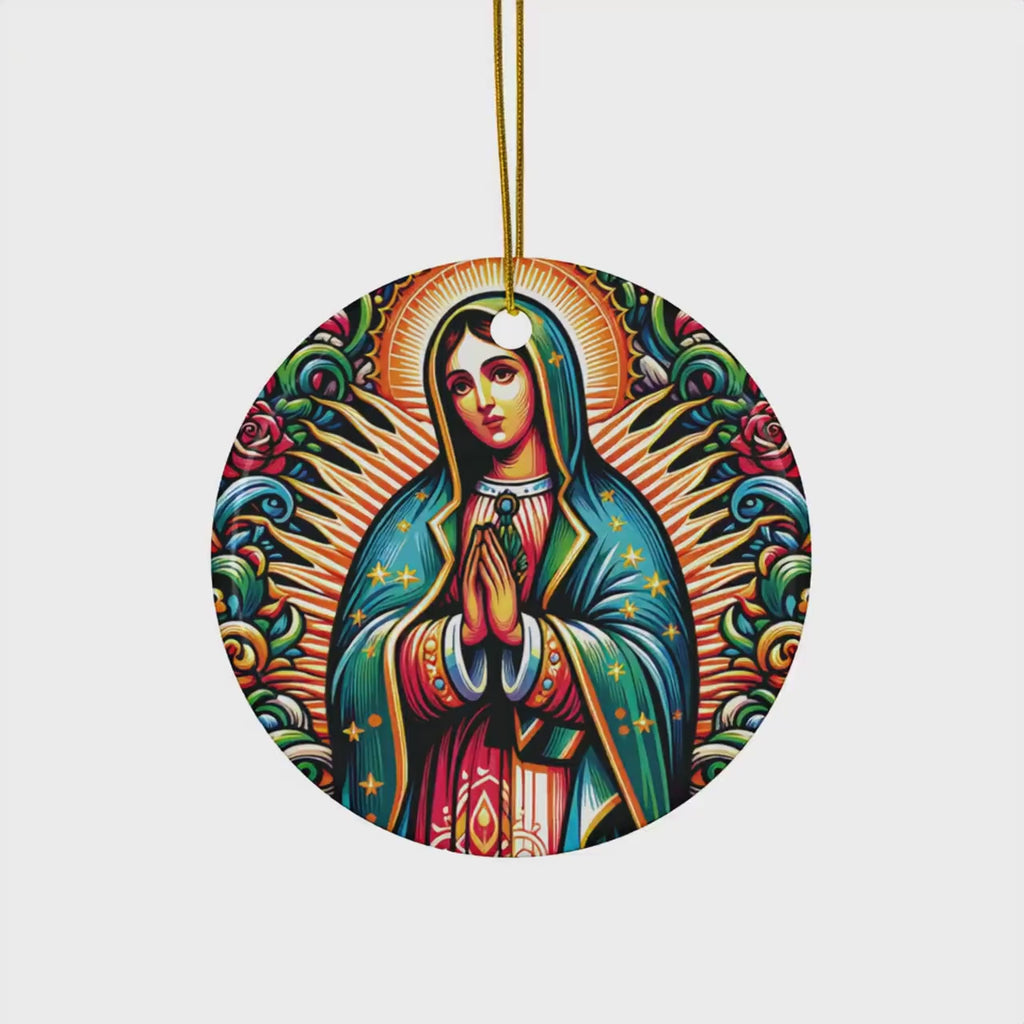 Ceramic Ornaments, Christmas Virgin of Guadalupe, Holiday Decor, Religious - Perfect gift for Christmas, religious individuals, holiday