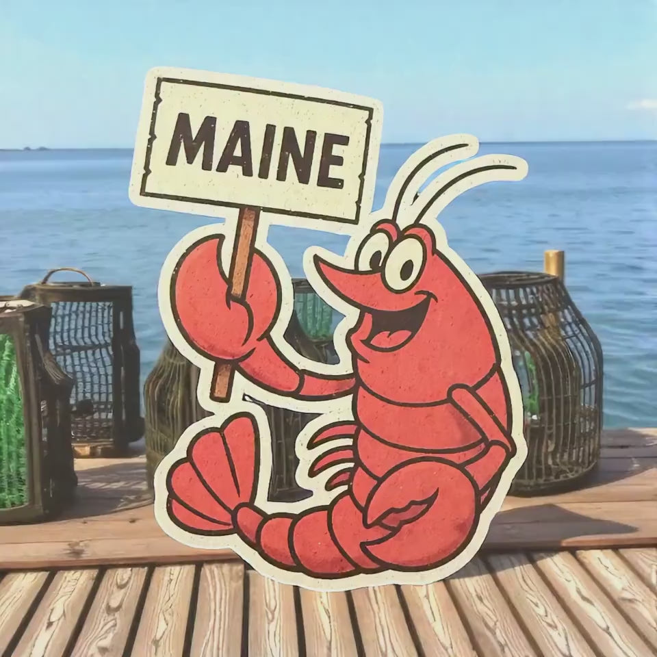 Maine Lobster Vinyl Travel Souvenir Sticker, Nature Adventure Decal for Outdoors, Ocean Lovers, Retro Vacation Gift Idea Stickers