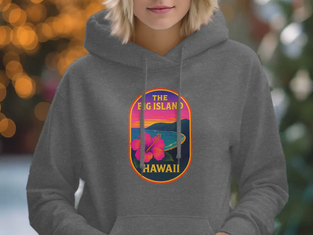 Hawaii Big Island T Shirt, Vibrant Sunset Beach Floral Graphic Tee, Tropical Vacation Souvenir Shirt, Colorful Retro Design