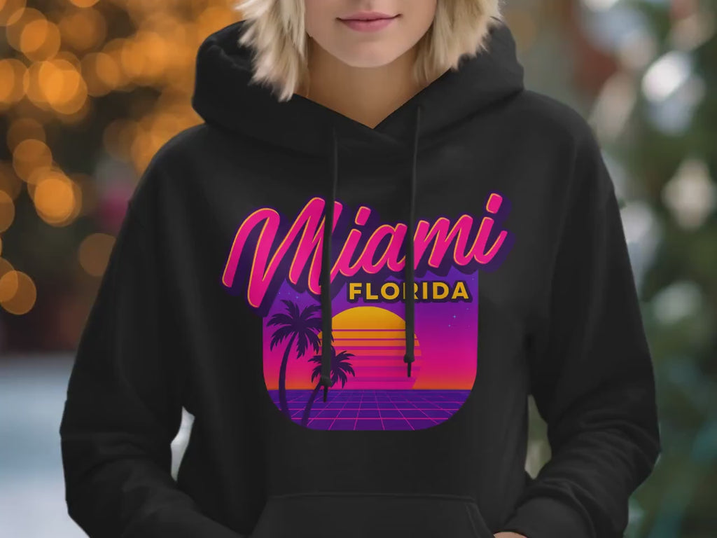 Miami Florida Sunset Retro Style T-Shirt, Vintage Miami Florida Graphic Tee, Palm Tree Miami Florida Shirt, Retro Beach T-Shirt