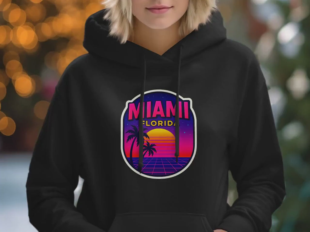 Miami Florida Sunset T-Shirt, Retro Miami Palm Trees Tee, Vintage Miami Beach Shirt, Cool Neon Miami Graphic Tee, Miami Vacation Gift