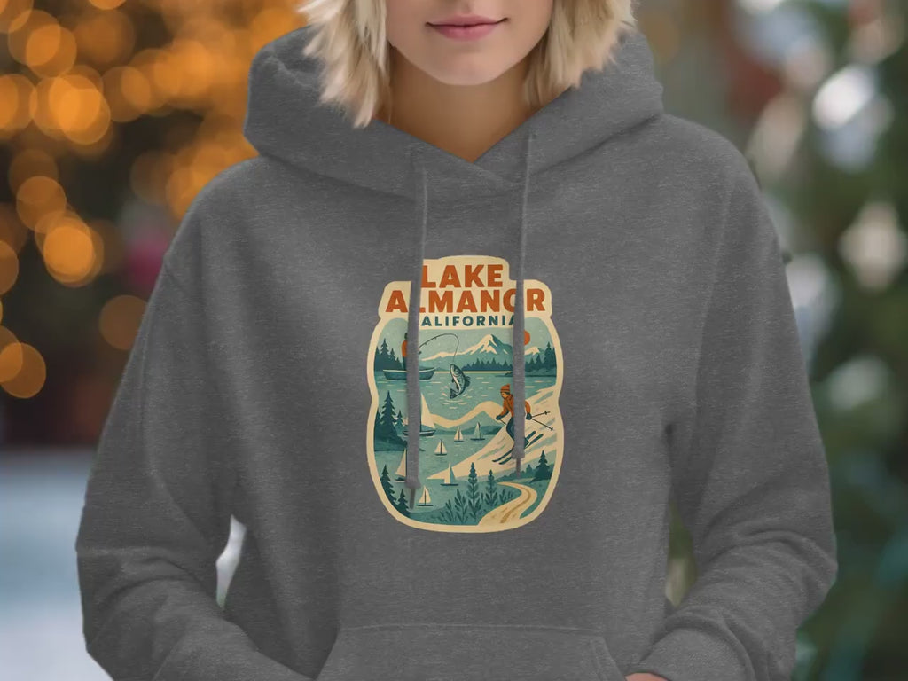 Lake Almanor T-Shirt, California Fishing and Skiing Graphic Tee, Vintage Outdoor Adventure Shirt, Lake Life Clothing, Unisex T-Shirt