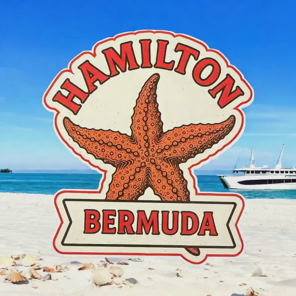 Hamilton Bermuda Sticker – Vintage Travel Decal, Tropical Island Souvenir, Vacation Vinyl Sticker for Luggage, Laptop, or Car Window
