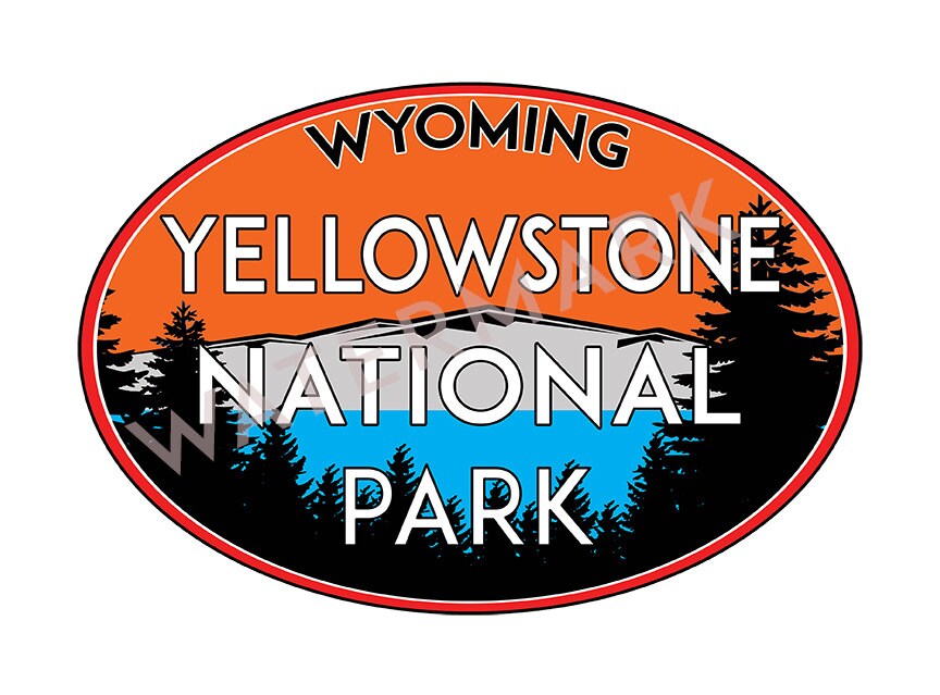 Yellowstone National Park Wyoming Decal Sticker Vinyl Mountains Explore Hiking Camping Hike Camp Climb