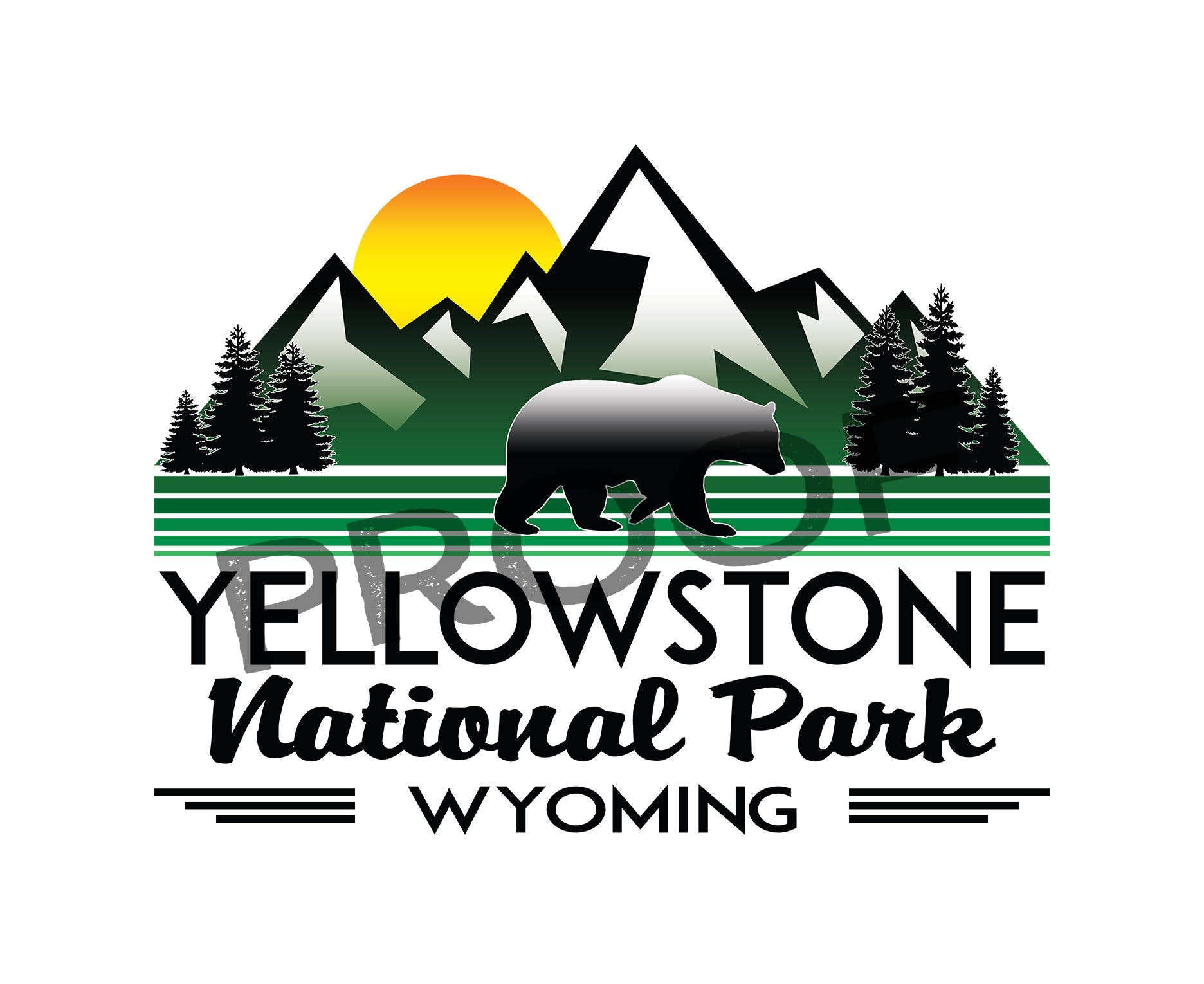 Yellowstone National Park Wyoming Decal Sticker Vinyl Mountains Explore Hiking Camping Hike Camp Climb Bear