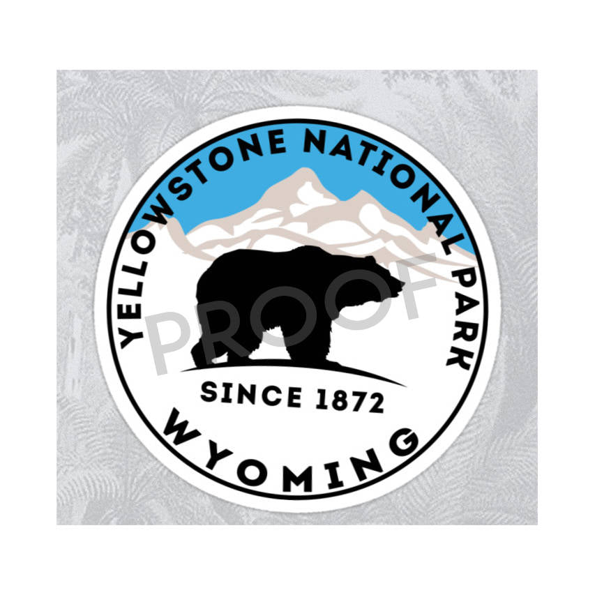 Yellowstone National Park Wyoming Decal Sticker Vinyl Mountains Explore Hiking Camping Hike Camp Climb