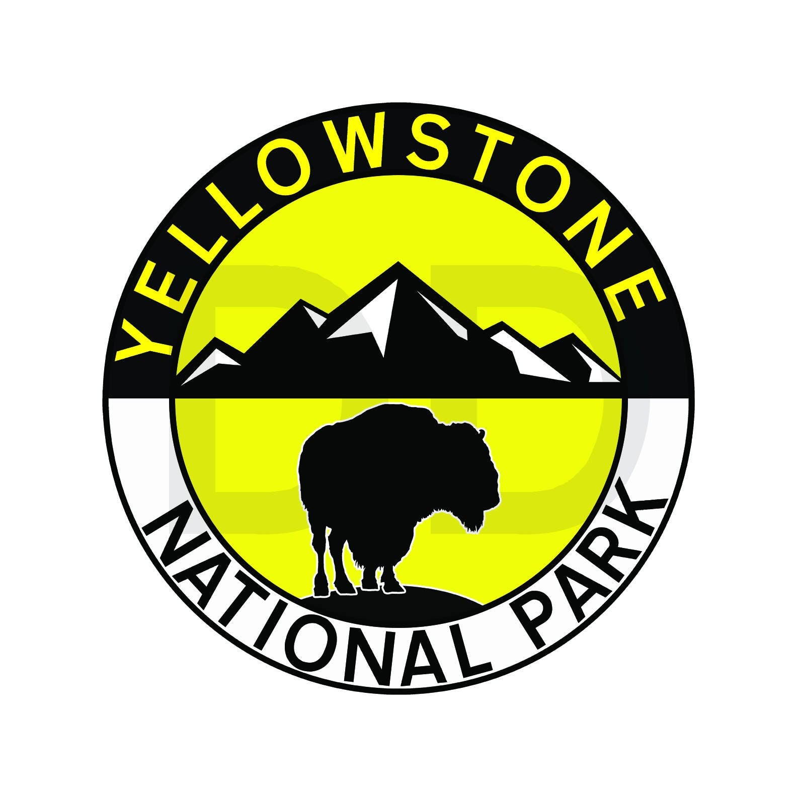 Yellowstone National Park Vinyl Decal Sticker 2.9" Wyoming Mountains Buffalo