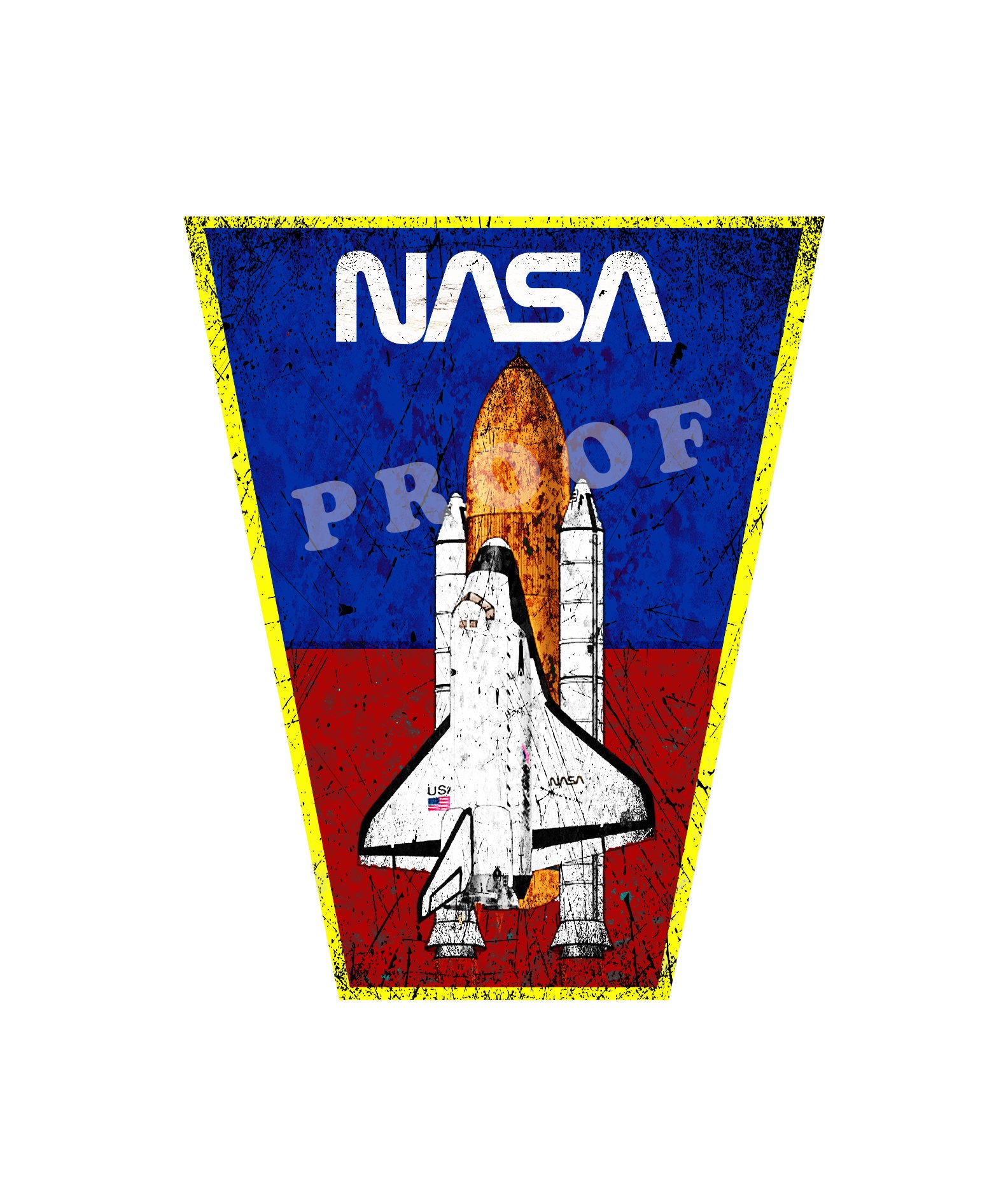 NASA Space Shuttle Decal Sticker Grunge Logo Mars Moon Vintage Style