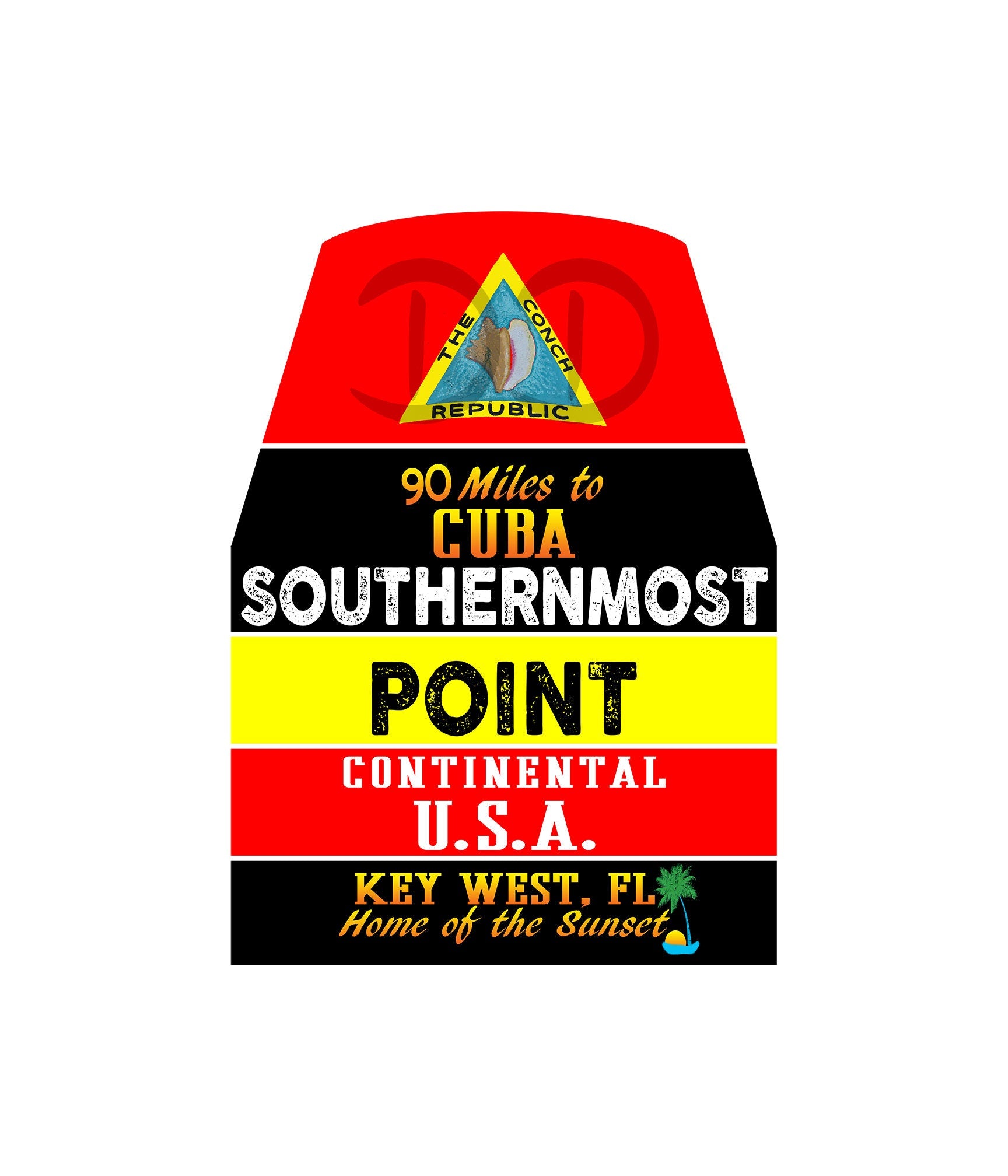 Key West Florida Buoy Sticker Sounthernmost Point USA Marker Conch Republic Climbing Decal 4" X 2.9"