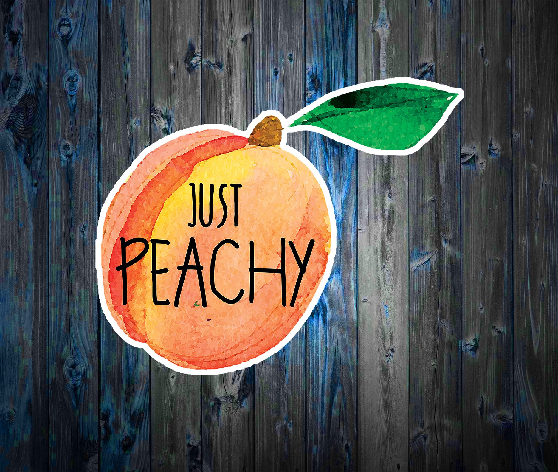 Peachy Just Peachy Peach Sticker Decal Laptop Fruit Tumblr Water Bottle 3.7" X 3"