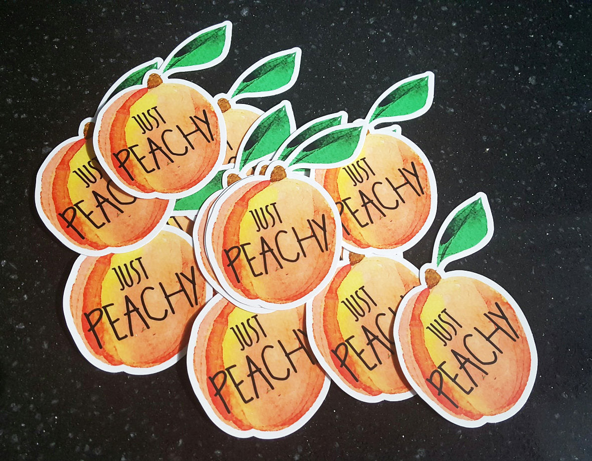 Peachy Just Peachy Peach Sticker Decal Laptop Fruit Tumblr Water Bottle 3.7" X 3"