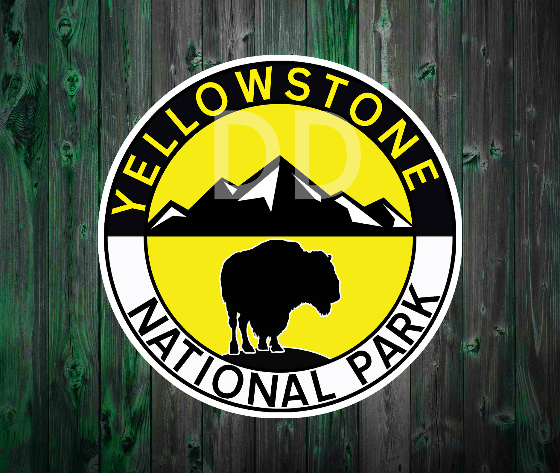 Yellowstone National Park Vinyl Decal Sticker 4" x 4" Wyoming Mountains Buffalo