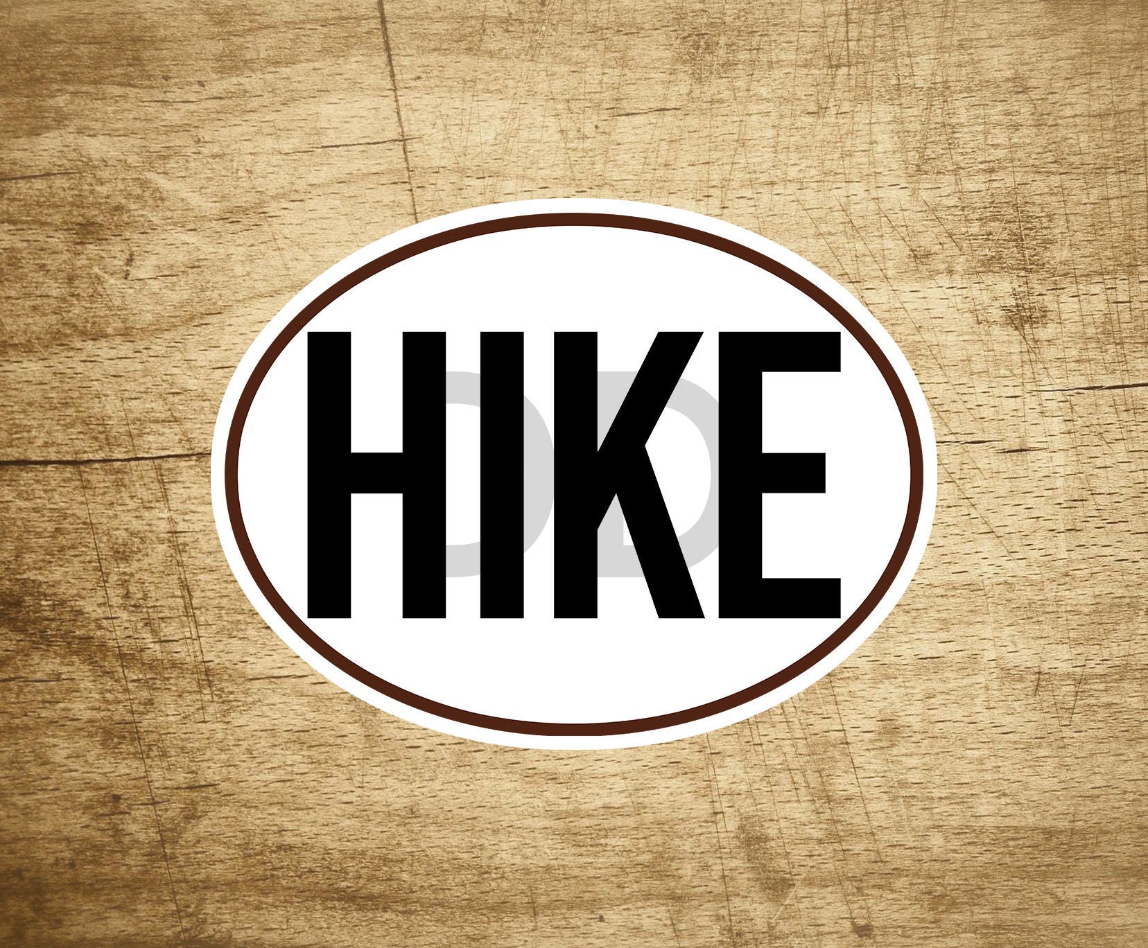 HIKE STICKER DECAL Black And White Oval Hiking Hiker 4" x 3" Euro