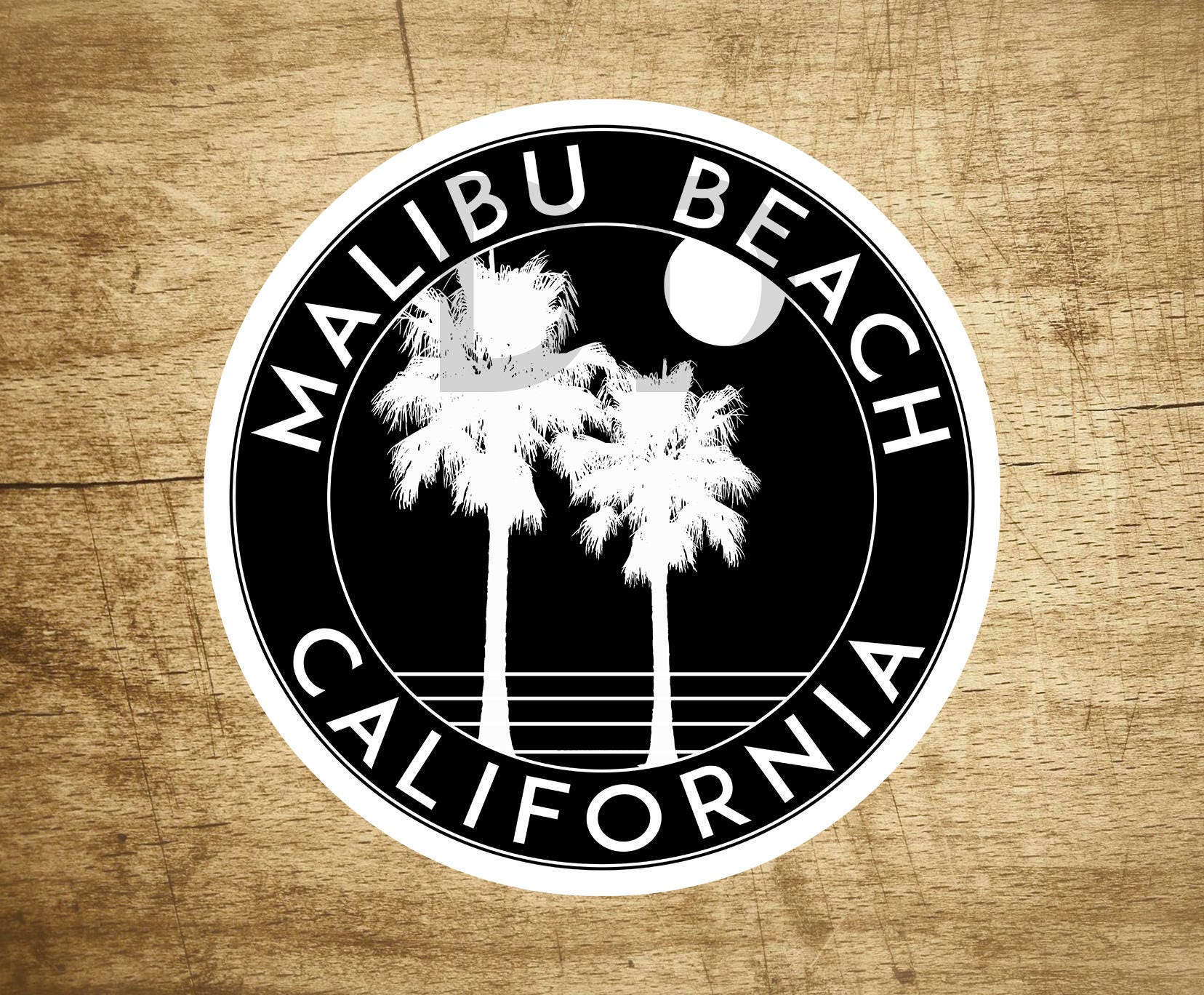 Malibu Beach California Sticker Decal Beach Ocean Surfing Vinyl 3" x 3"