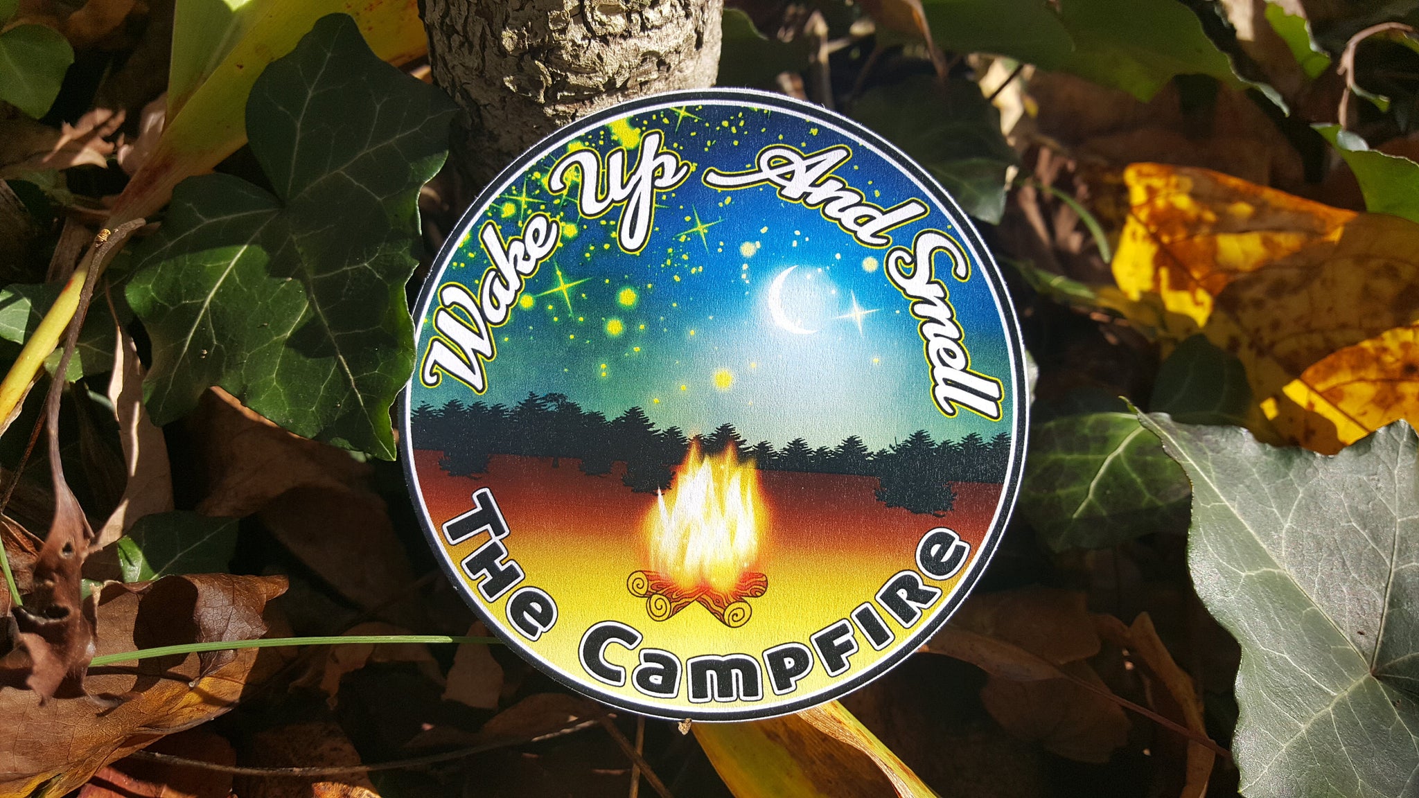 Camping National Park Wake Up And Smell The Campfire Sticker Decal Vinyl 3.5" x 3.5"