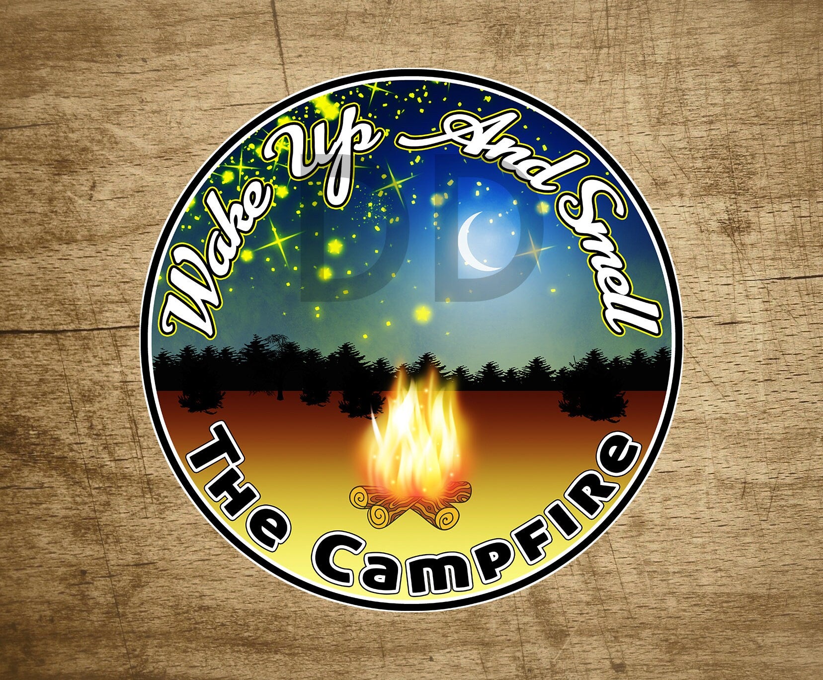 Camping National Park Wake Up And Smell The Campfire Sticker Decal Vinyl 3.5" x 3.5"