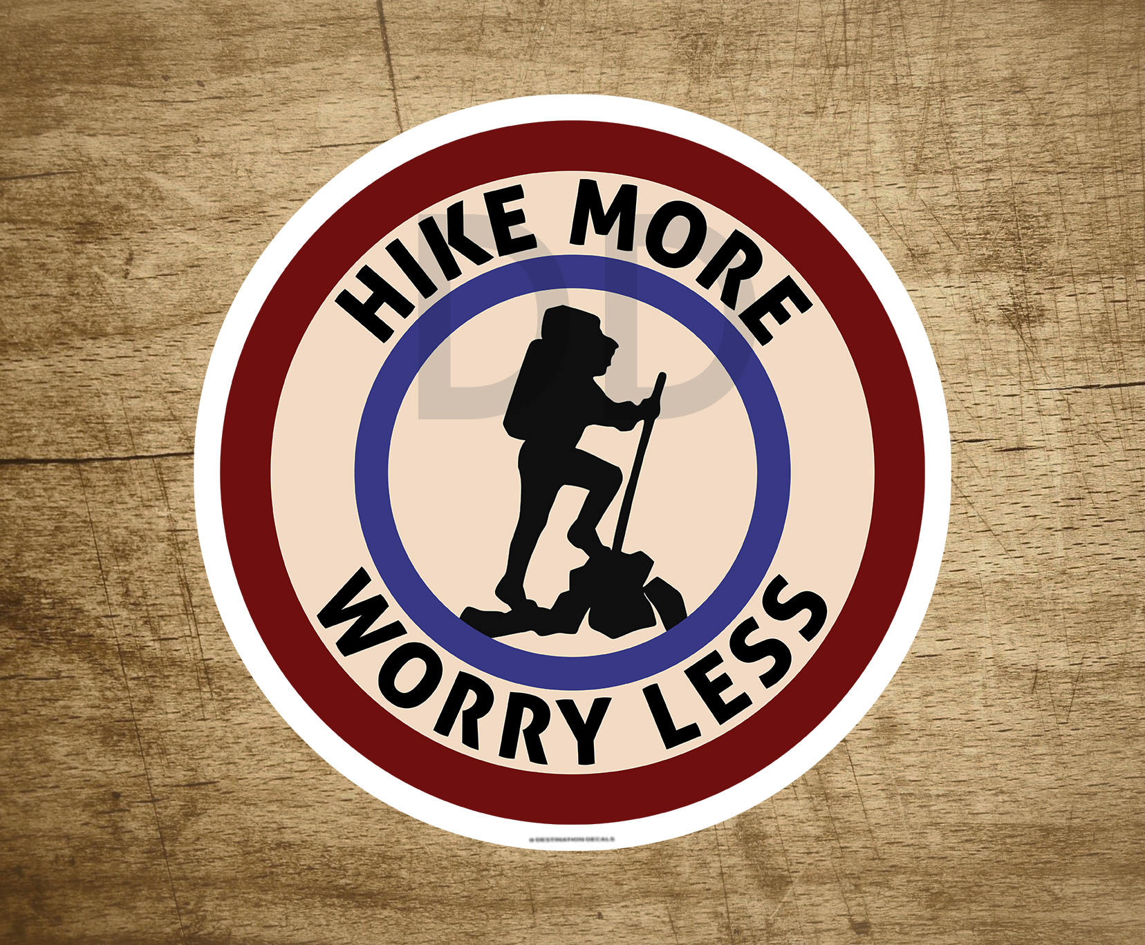 Hike More Worry Less Decal Sticker 3" x 3" Hiking National Park Forest