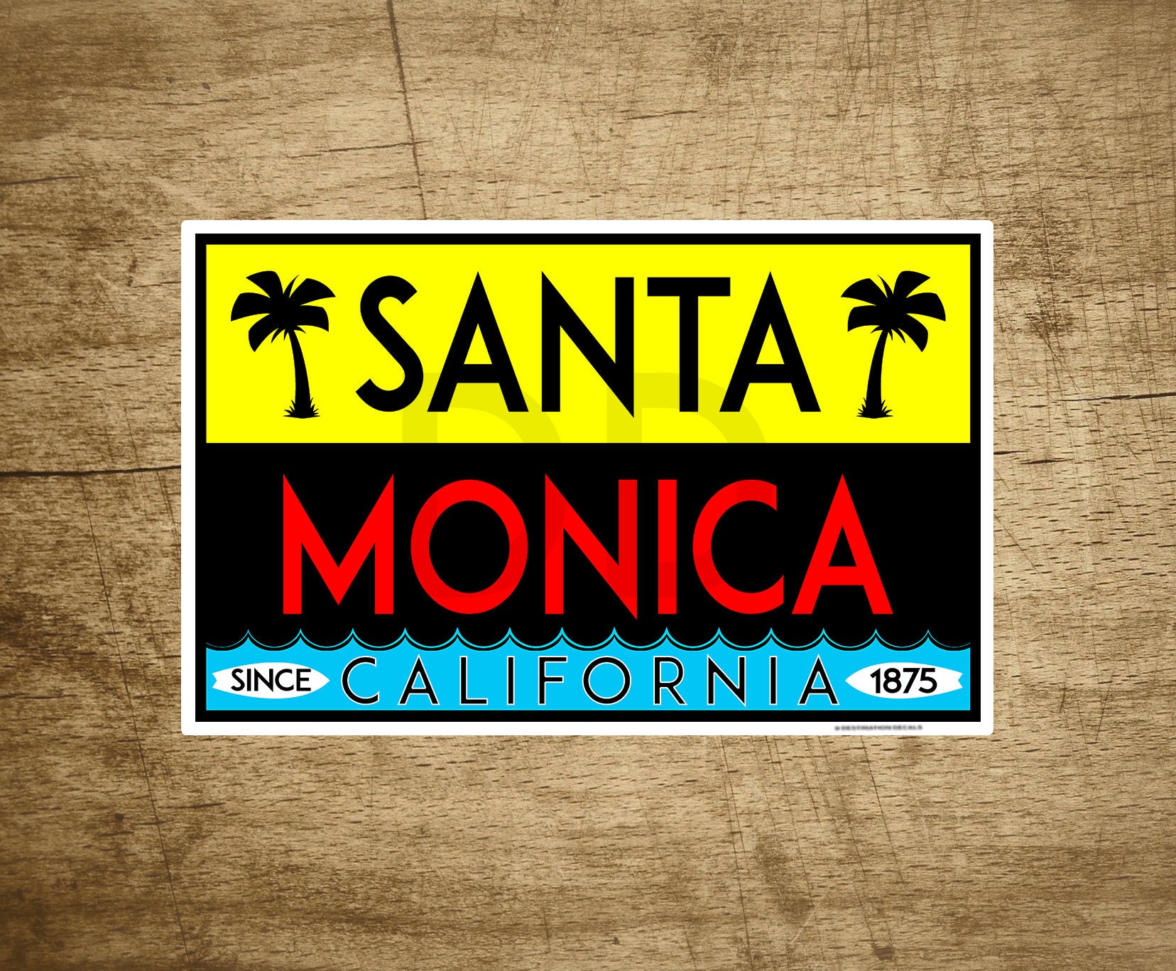 Santa Monica California Surfing Decal Sticker Pacific Ocean Beach 4" x 2.5"