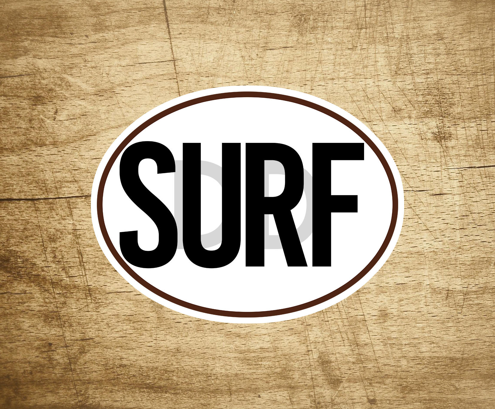 SURF STICKER DECAL Black And White Oval Surfing Surfer  4" x 3" Euro