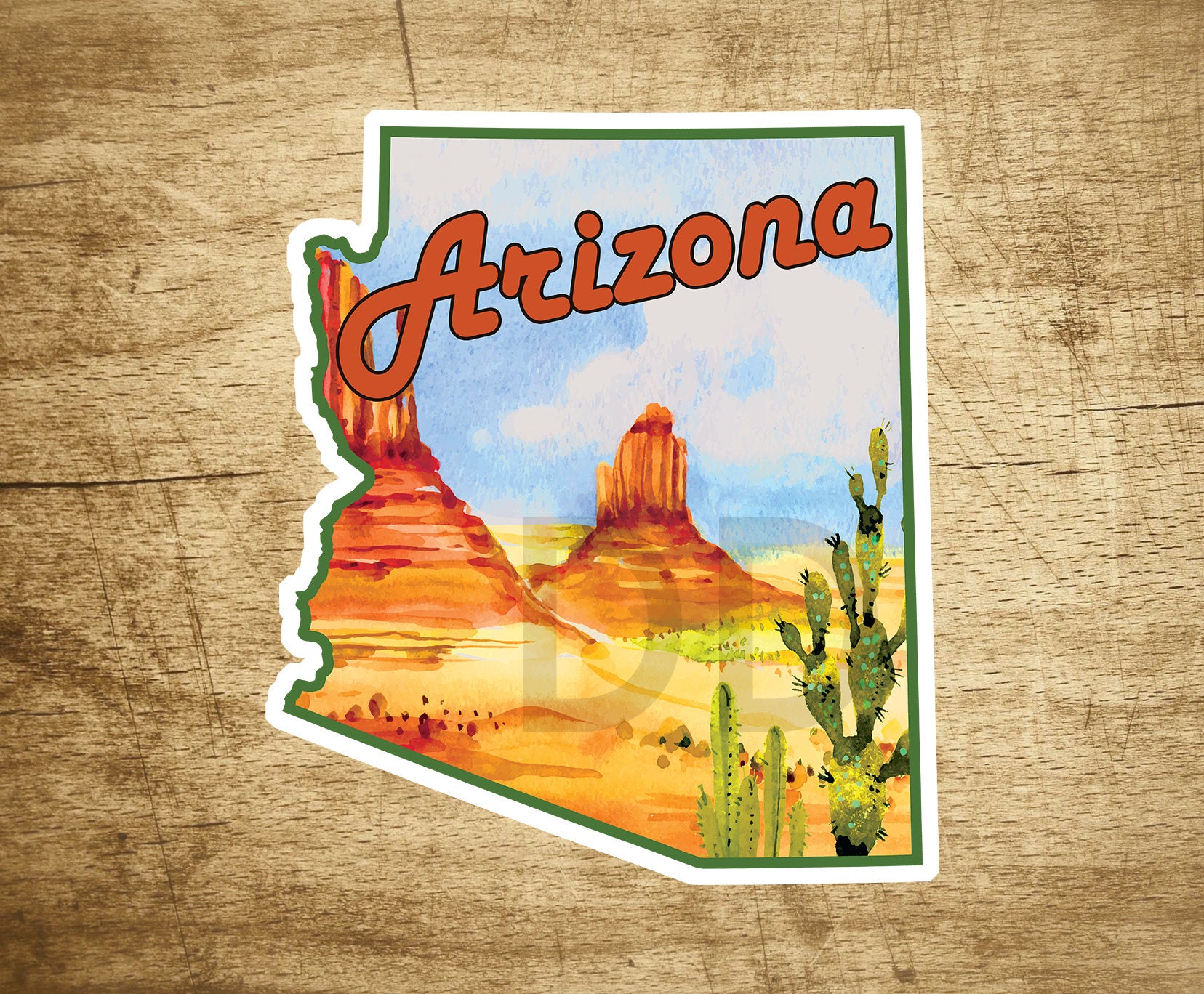 Arizona Desert Mountains Butte Cactus Sticker Decal  3.5" x 3"