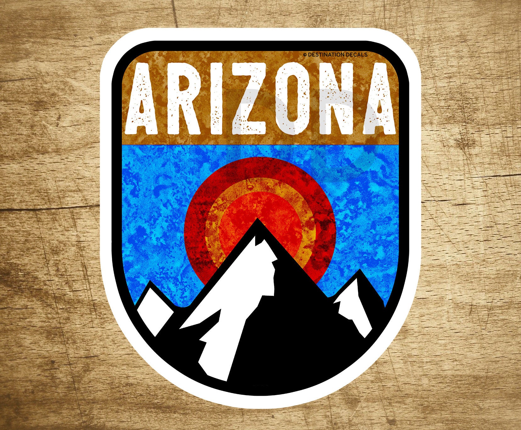 Arizona Mountains And Sun Sticker Decal  3.6" x 3" Phoenix Tucson Grand Canyon