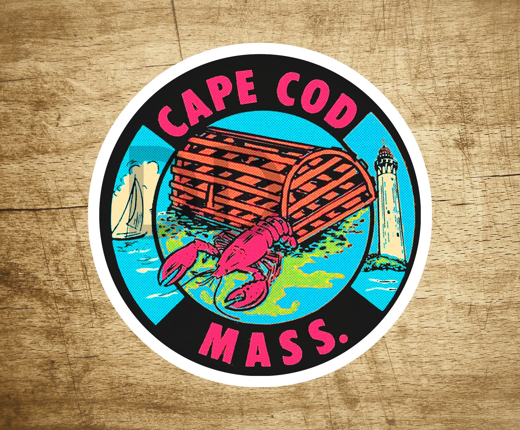 Cape Cod Massachusetts Crabbing Vintage Travel Sticker Decal 3" x 3"