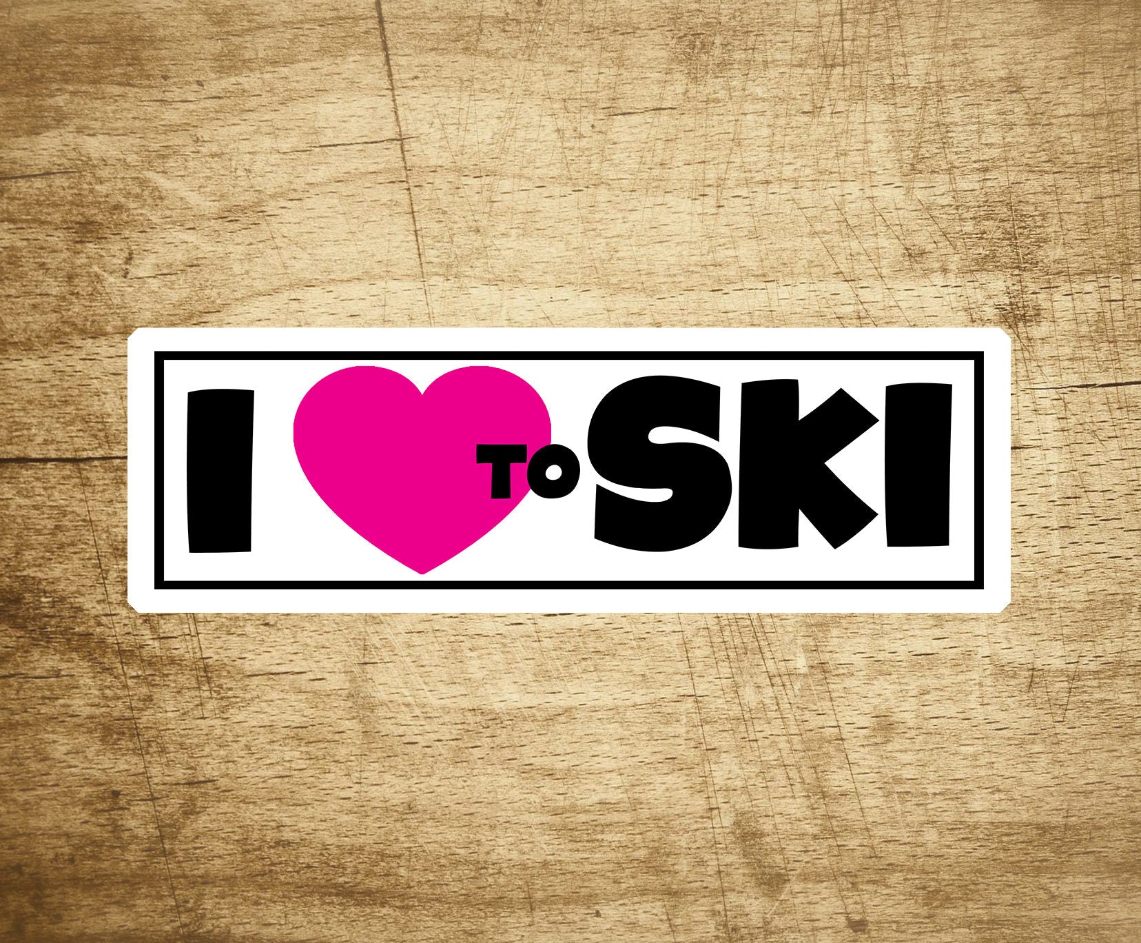 I Love To Ski Sticker Decal 4" x 1.3" Heart Skiing