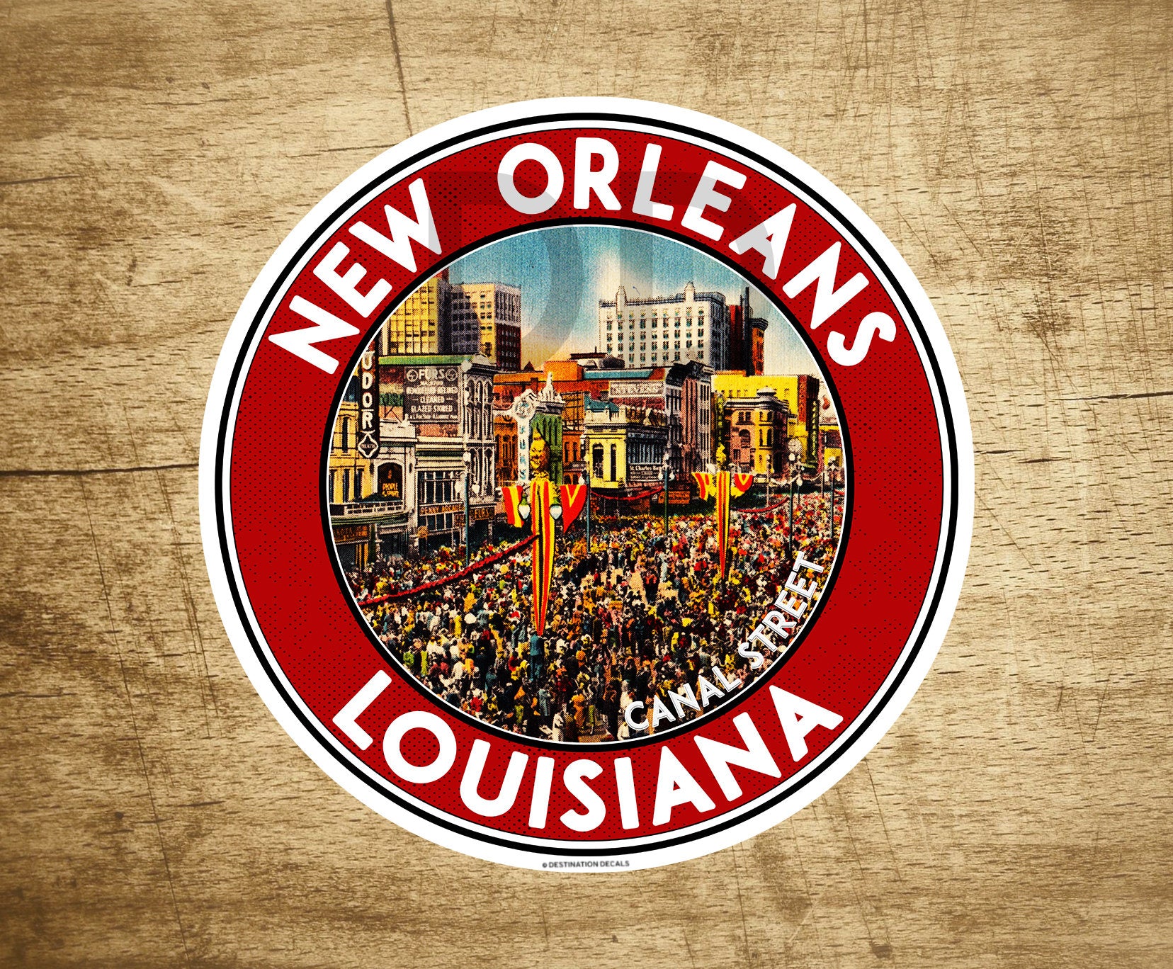 New Orleans Louisiana Decal Sticker 3.5" x 3.5" Mardi Gras Canal Street Vintage Travel