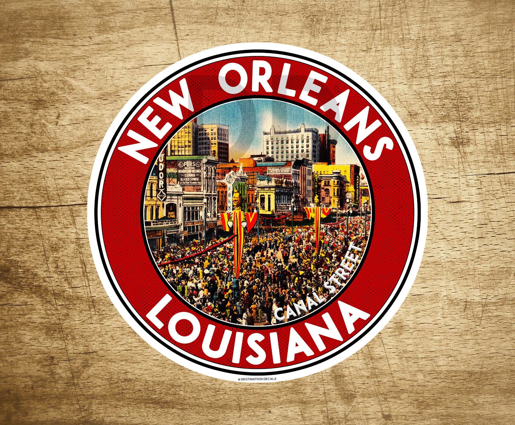 3 1/2" New Orleans Louisiana Decal Sticker Mardi Gras Canal Street Vintage Travel