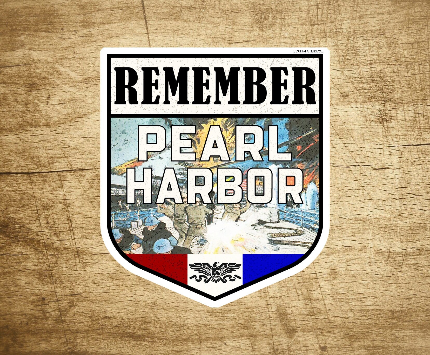 Remember Pearl Harbor Hawaii Sticker Decal Vinyl 3.25" X 2.75" Indoor Outdoor