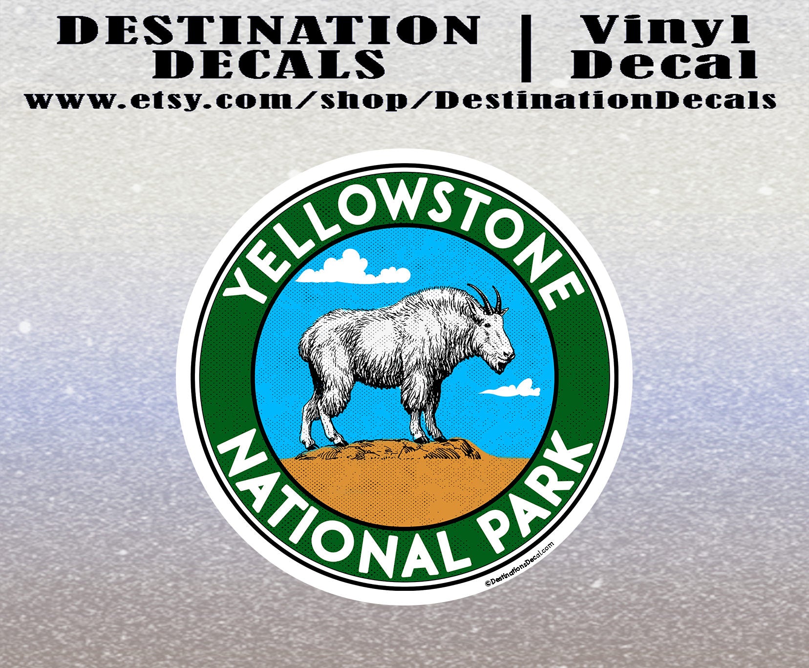 Yellowstone National Park Wyoming Decal Sticker Vinyl Mountains 3"