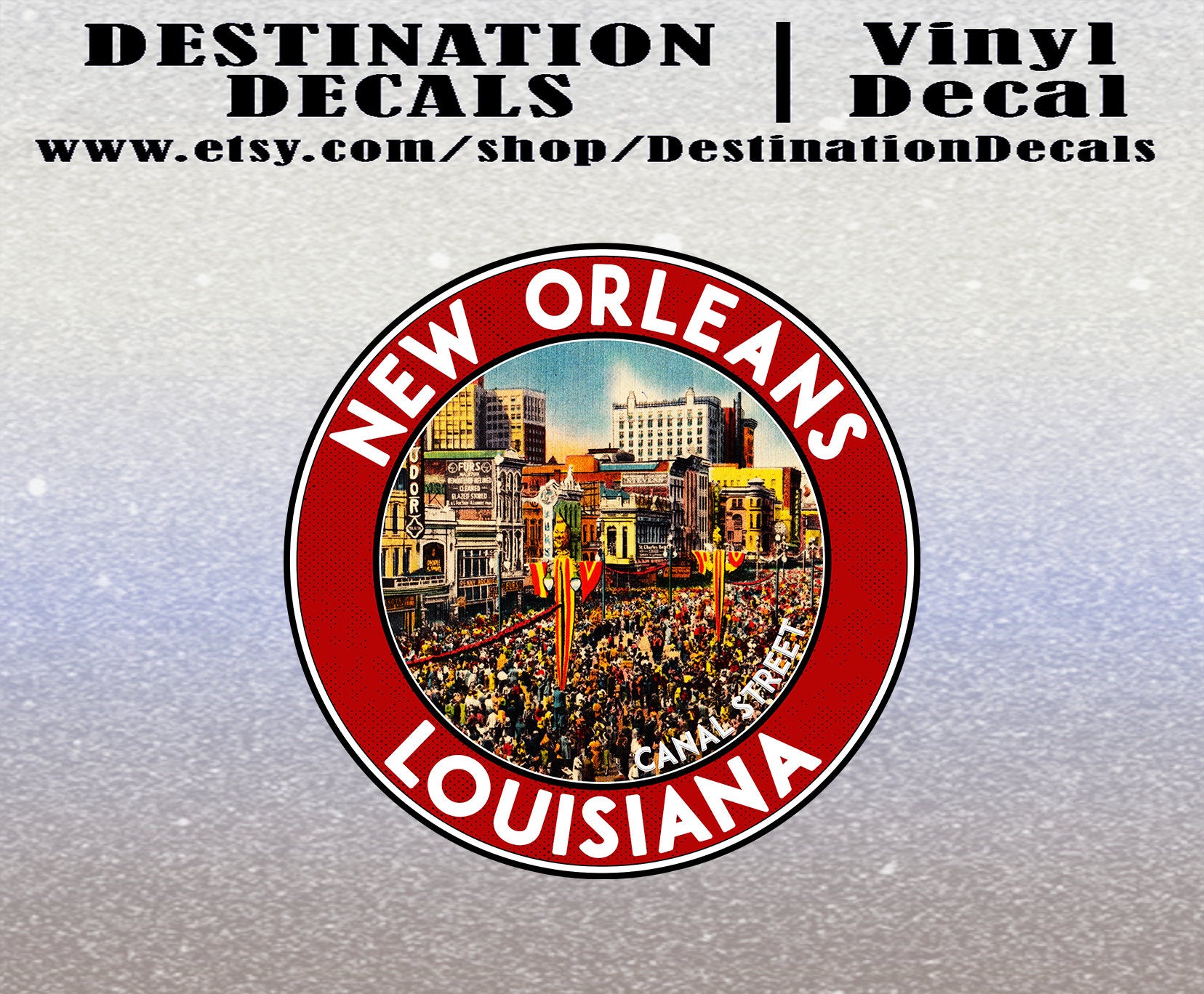 New Orleans Louisiana Decal Sticker 3.5" x 3.5" Mardi Gras Canal Street Vintage Travel