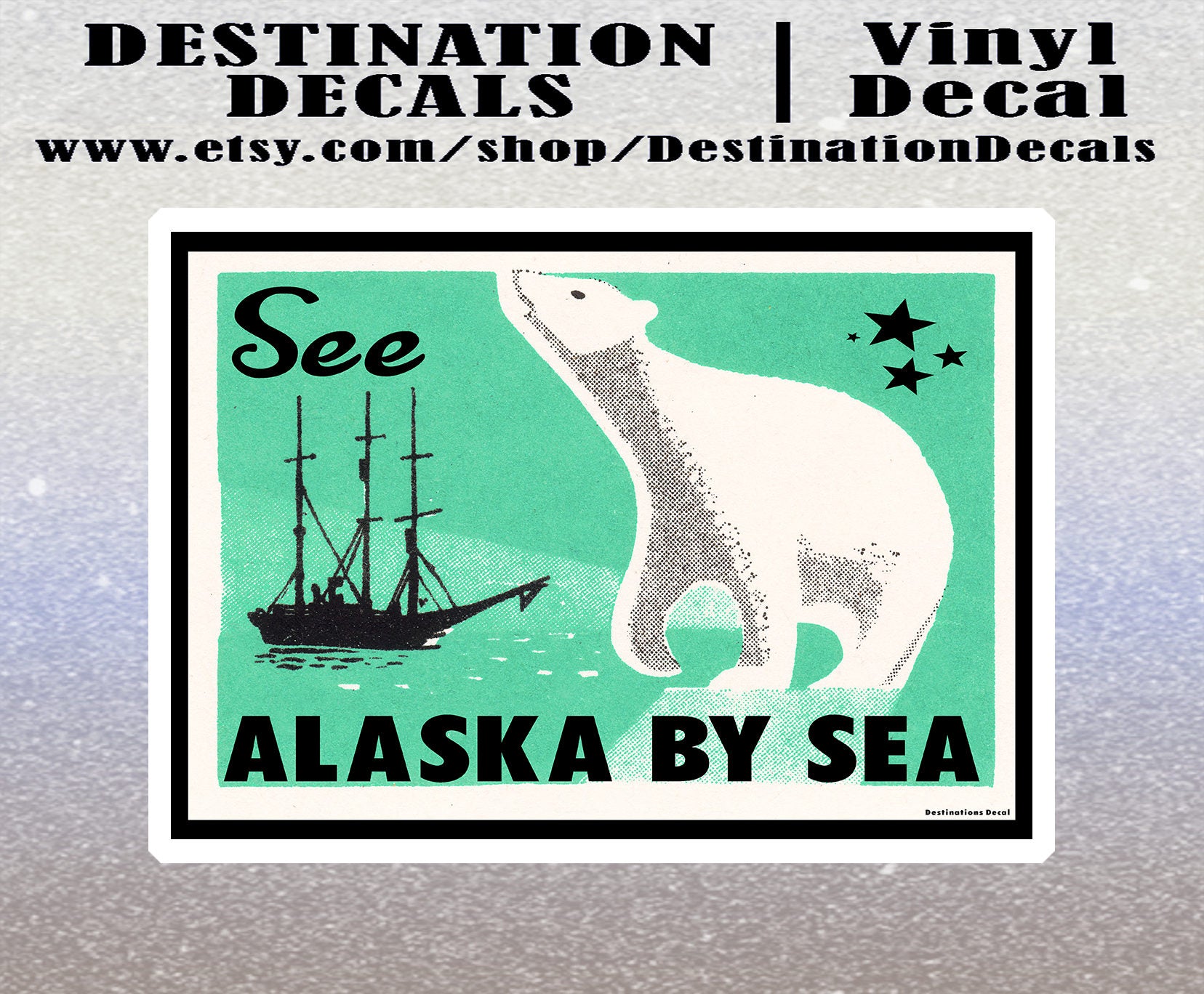 Alaska By Sea Decal Sticker 4" x 2.8" Bering Sea Vintage Old Style