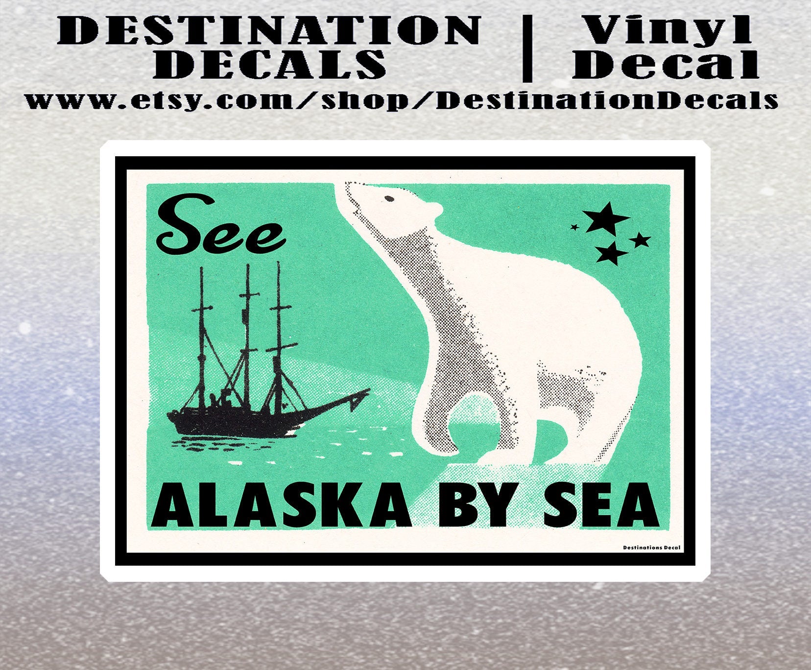 Alaska By Sea Decal Sticker 4" x 2.8" Bering Sea Vintage Old Style
