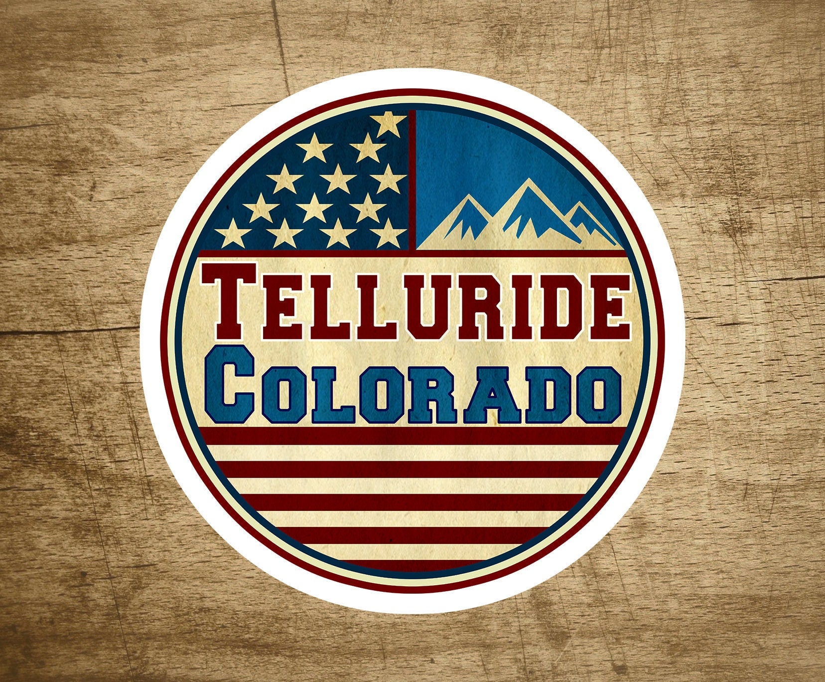 Telluride Colorado Skiing Mountains Stars And Stripes Decal Sticker 3" Snowboard