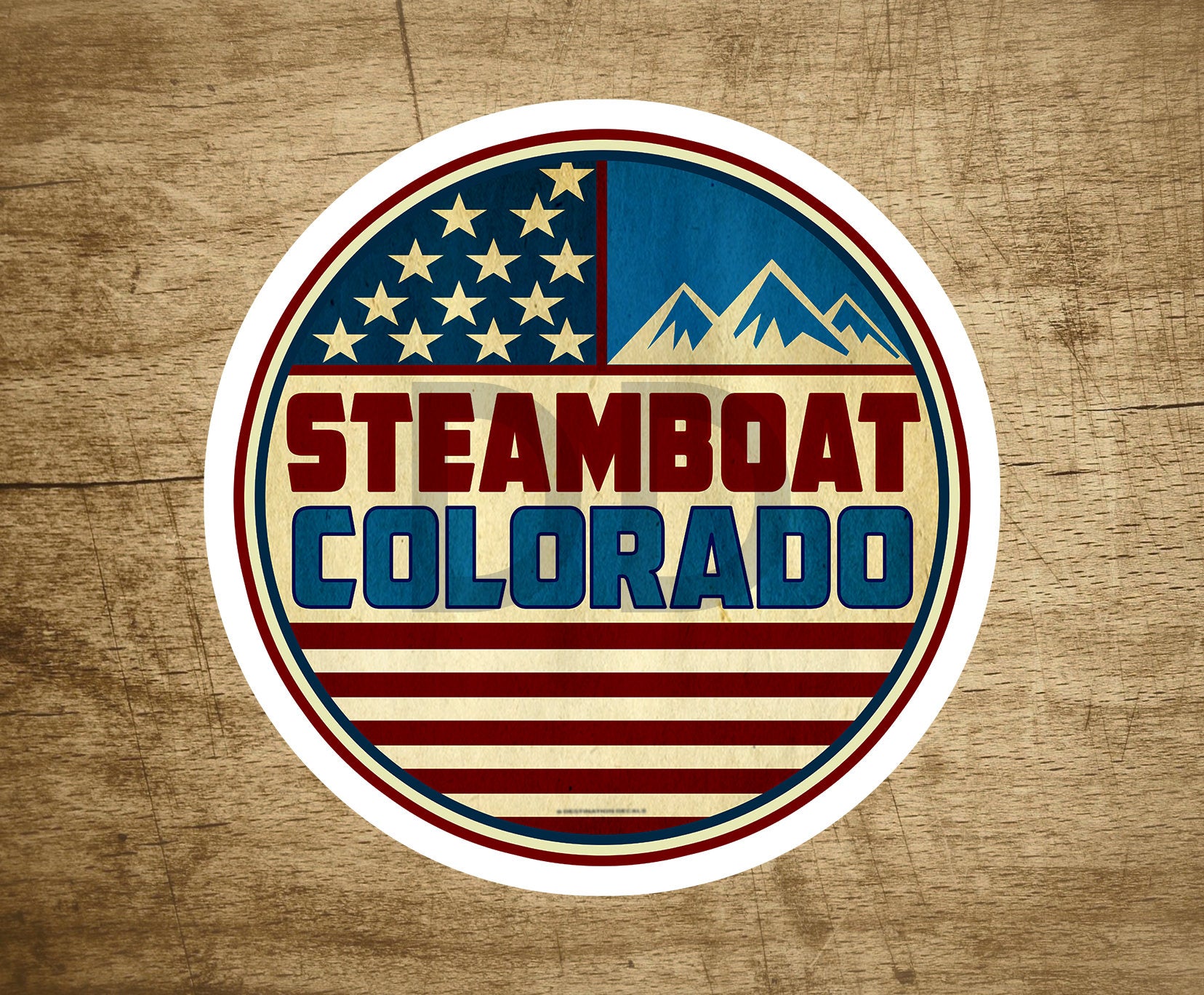 Steamboat Springs Colorado Skiing Mountains Stars And Stripes Decal Sticker 3" Snowboard