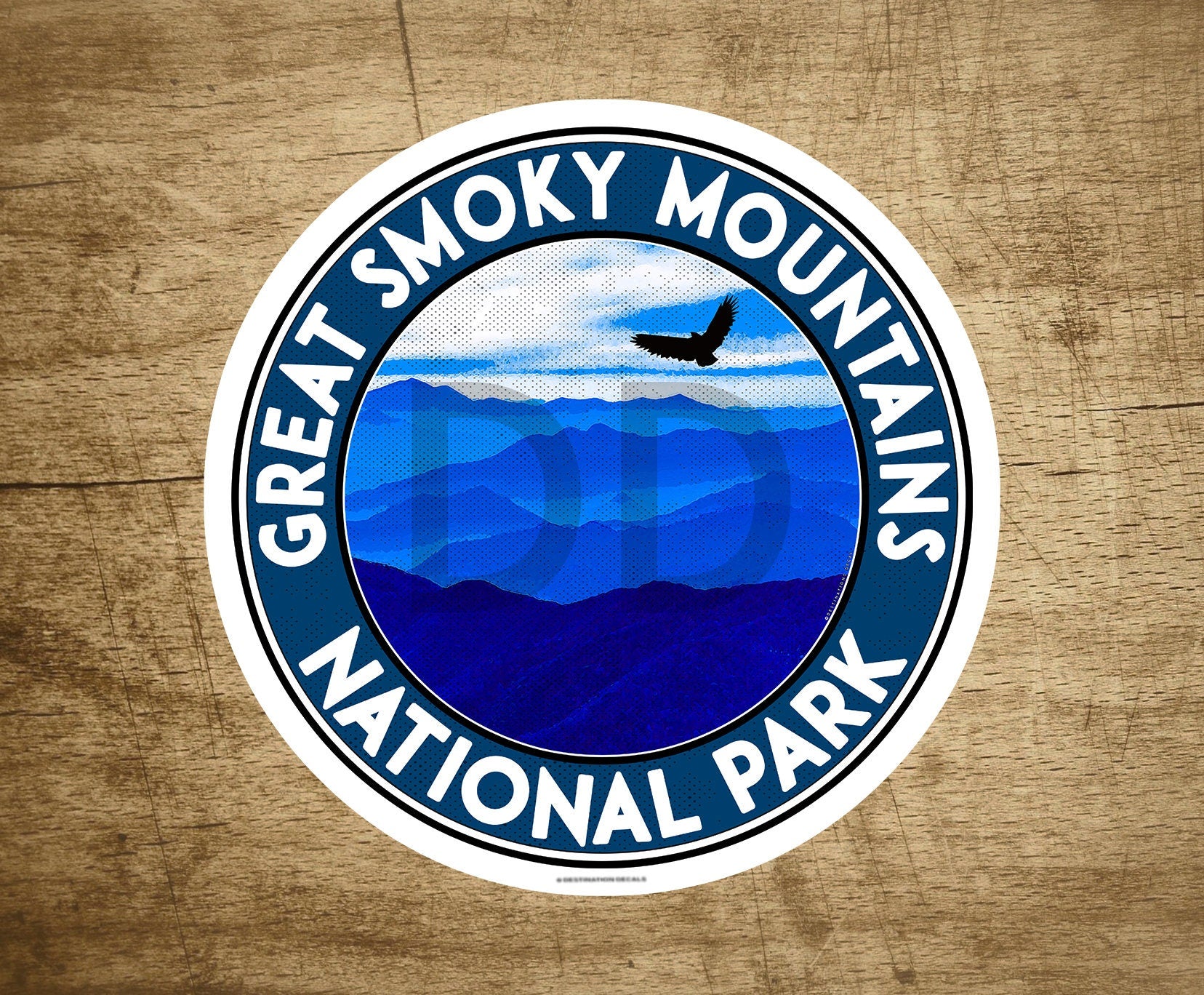 3 1/2" Great Smoky Mountains National Park Vinyl Decal Sticker Tennessee Blue